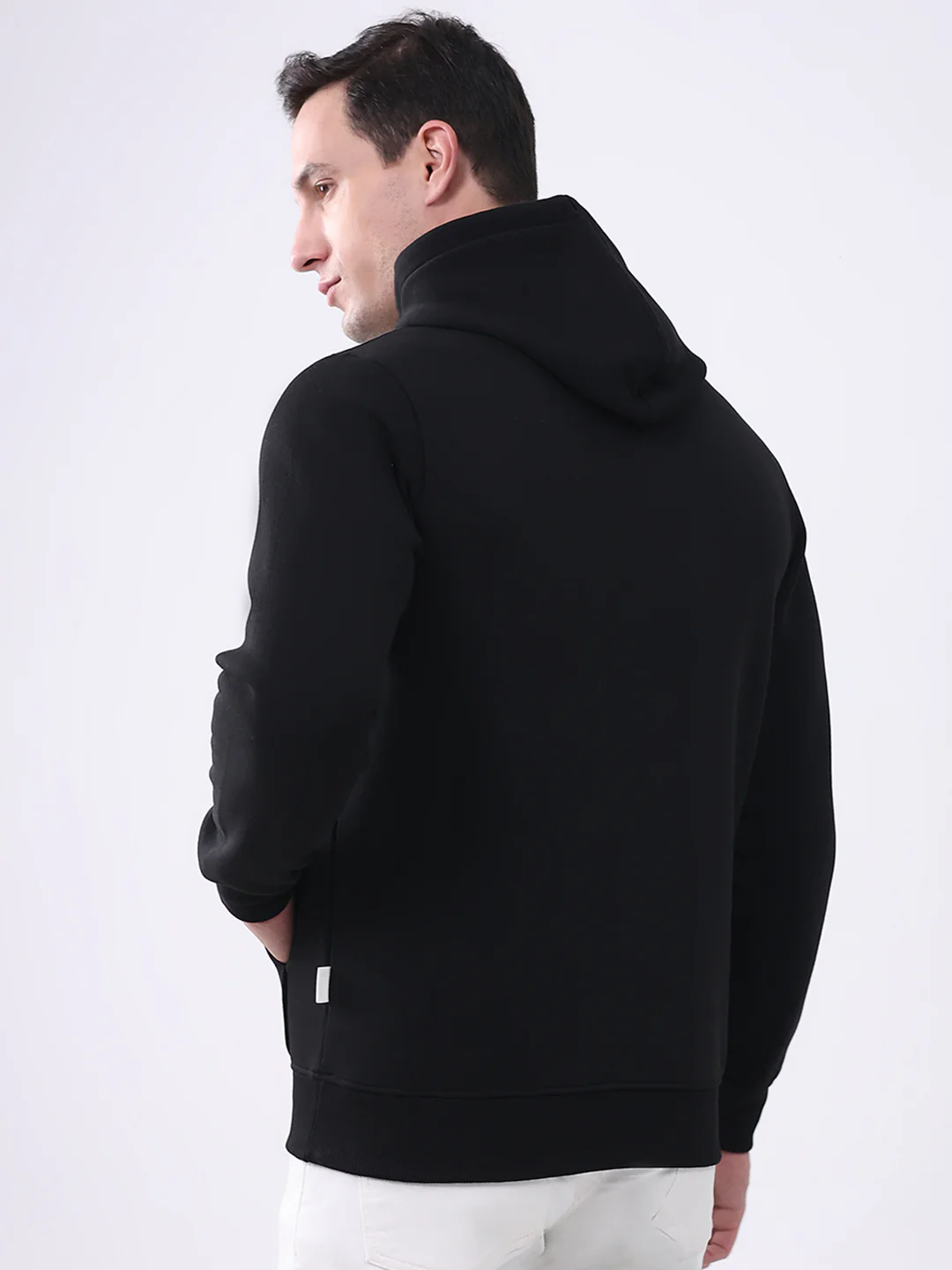 Rock.it Men Black Solid Hooded Full Sleeve Sweatshirt - Image 5