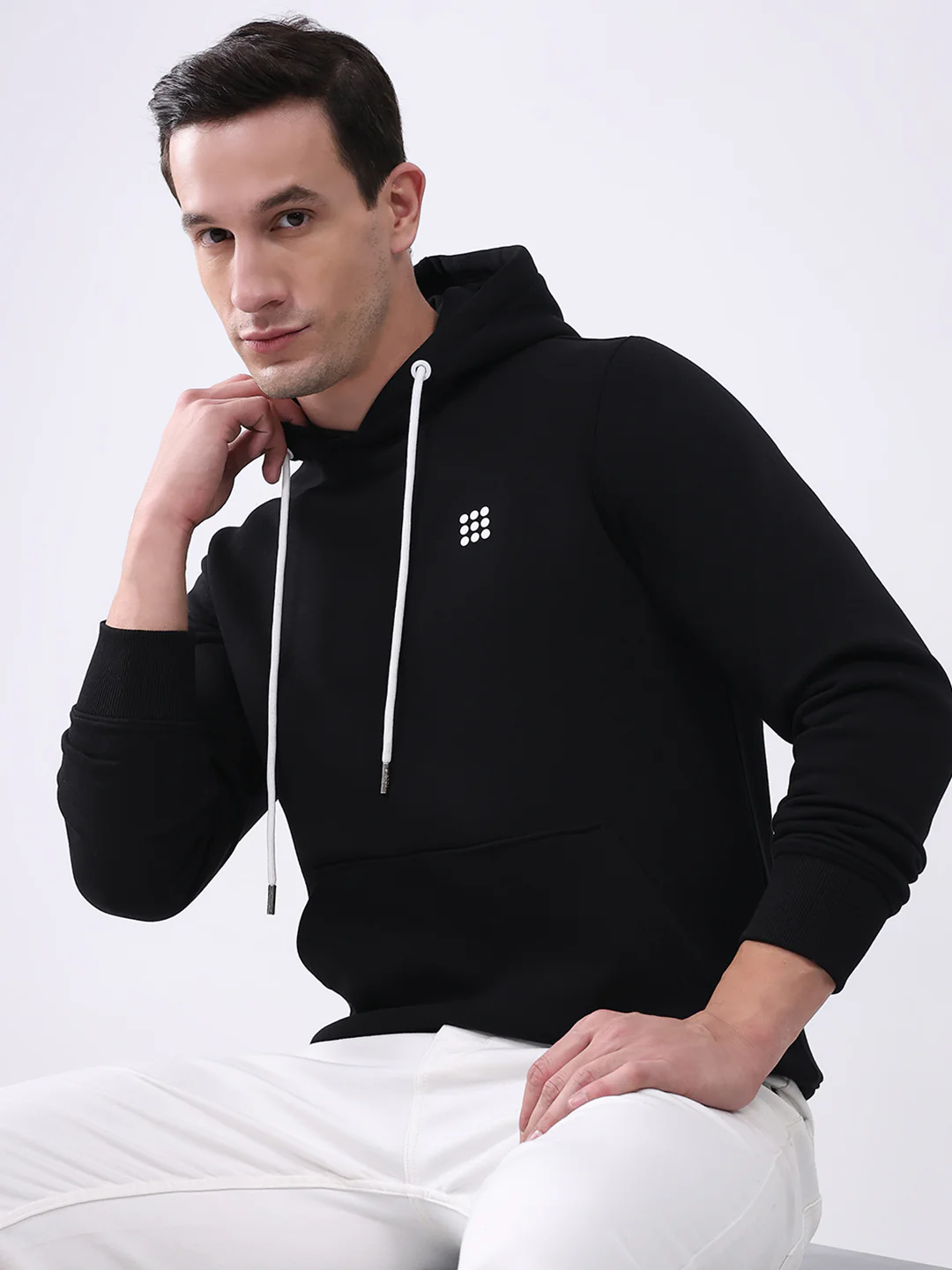 Rock.it Men Black Solid Hooded Full Sleeve Sweatshirt - Image 6