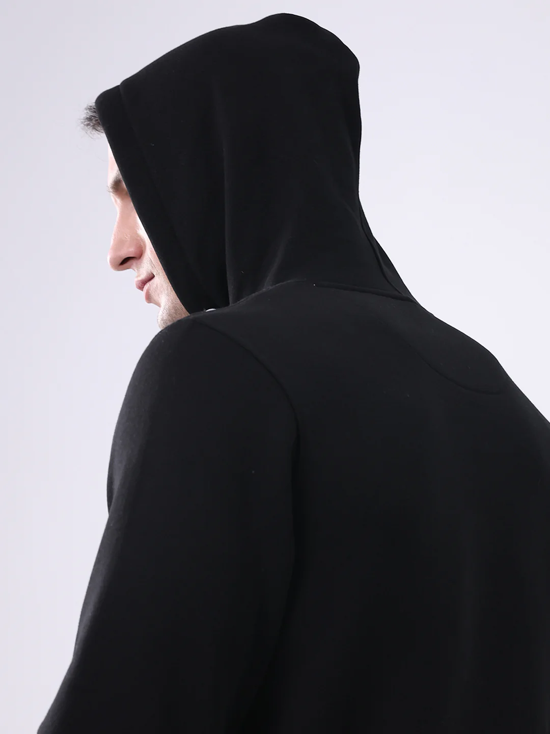 Rock.it Men Black Solid Hooded Full Sleeve Sweatshirt - Image 8