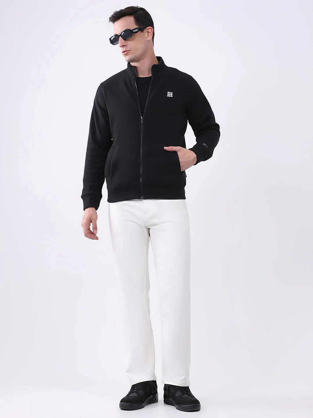 Rock.it Men Black Solid Mock Neck Full Sleeve Sweatshirt - Image 2