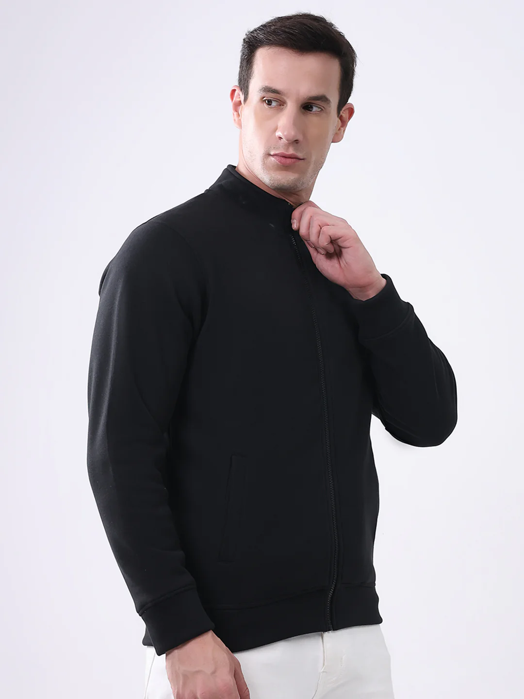 Rock.it Men Black Solid Mock Neck Full Sleeve Sweatshirt - Image 4