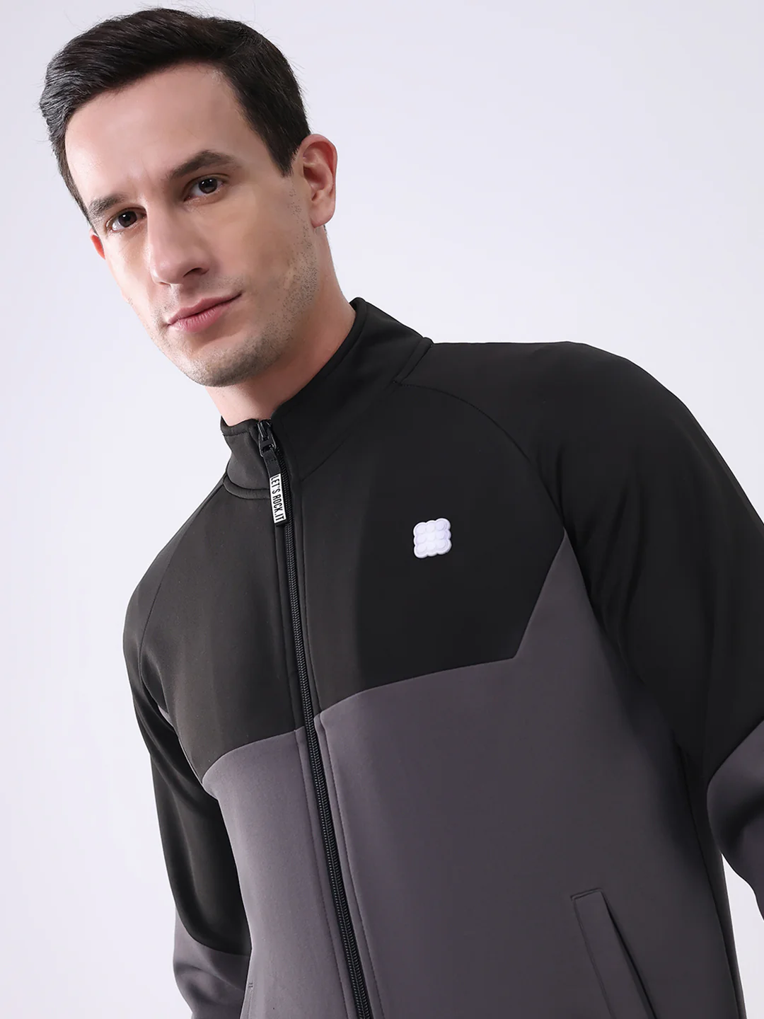 Rock.it Men Black Solid Mock Neck Full Sleeve Winter Tracksuit - Image 6