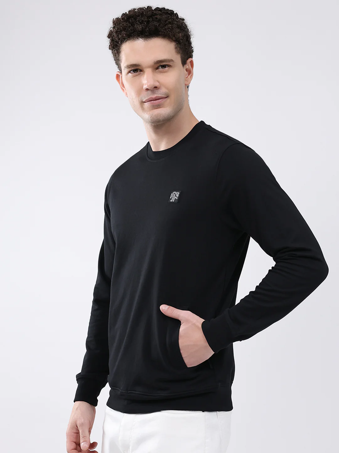 Rock.it Men Black Solid Round Neck Full Sleeve Sweatshirt - Image 3