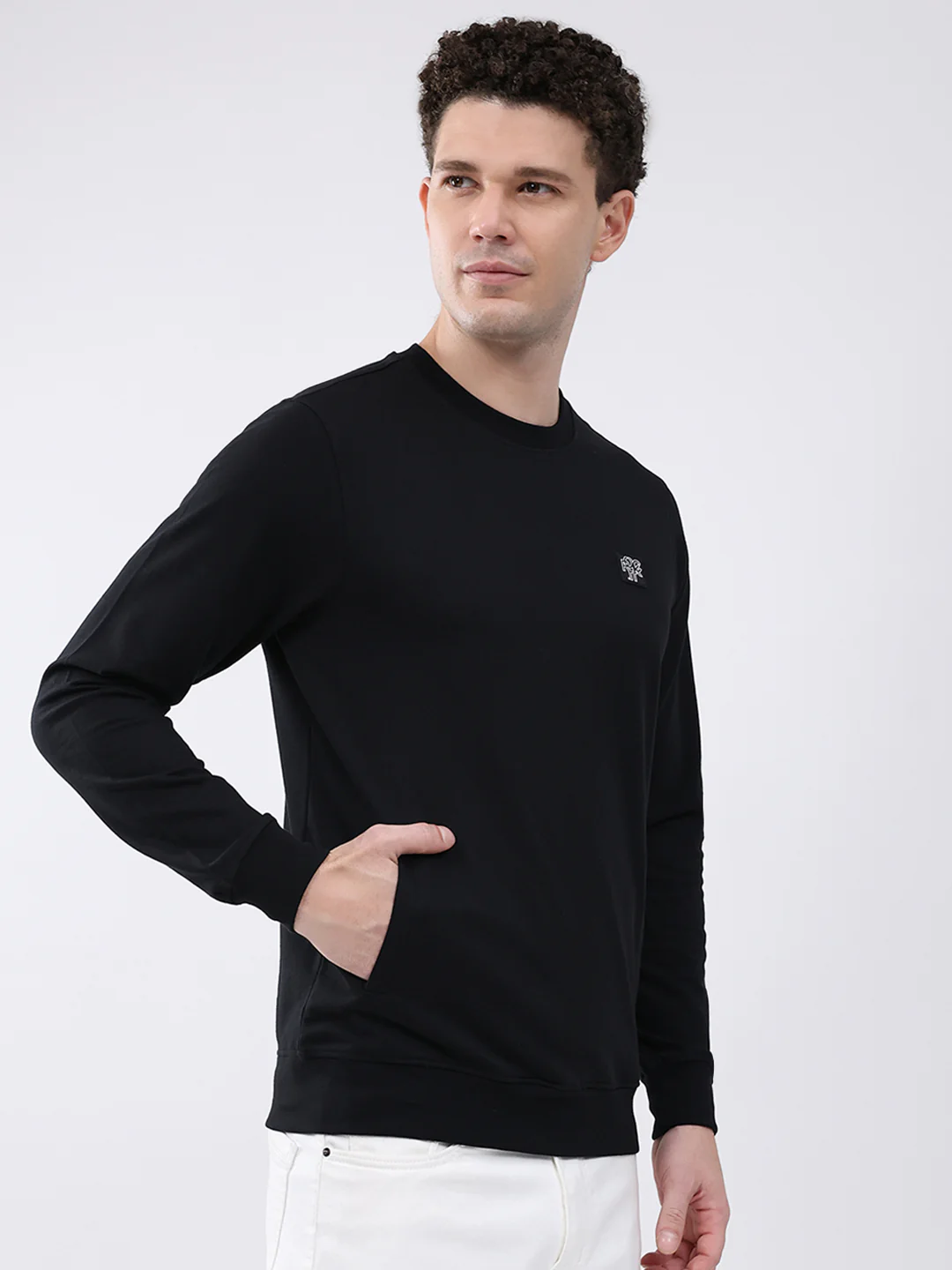 Rock.it Men Black Solid Round Neck Full Sleeve Sweatshirt - Image 4
