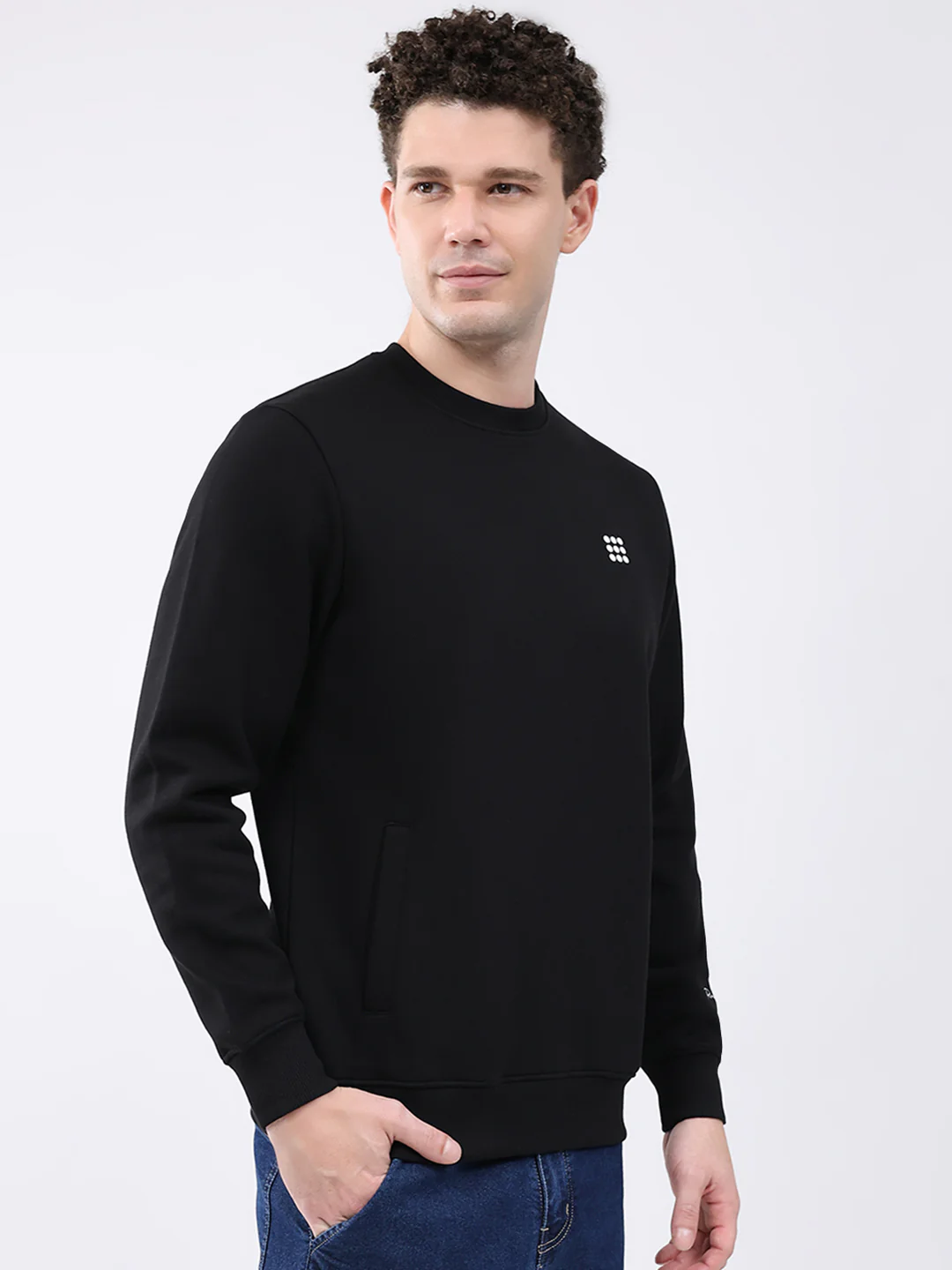 Rock.it Men Black Solid Round Neck Full Sleeve Sweatshirt - Image 4