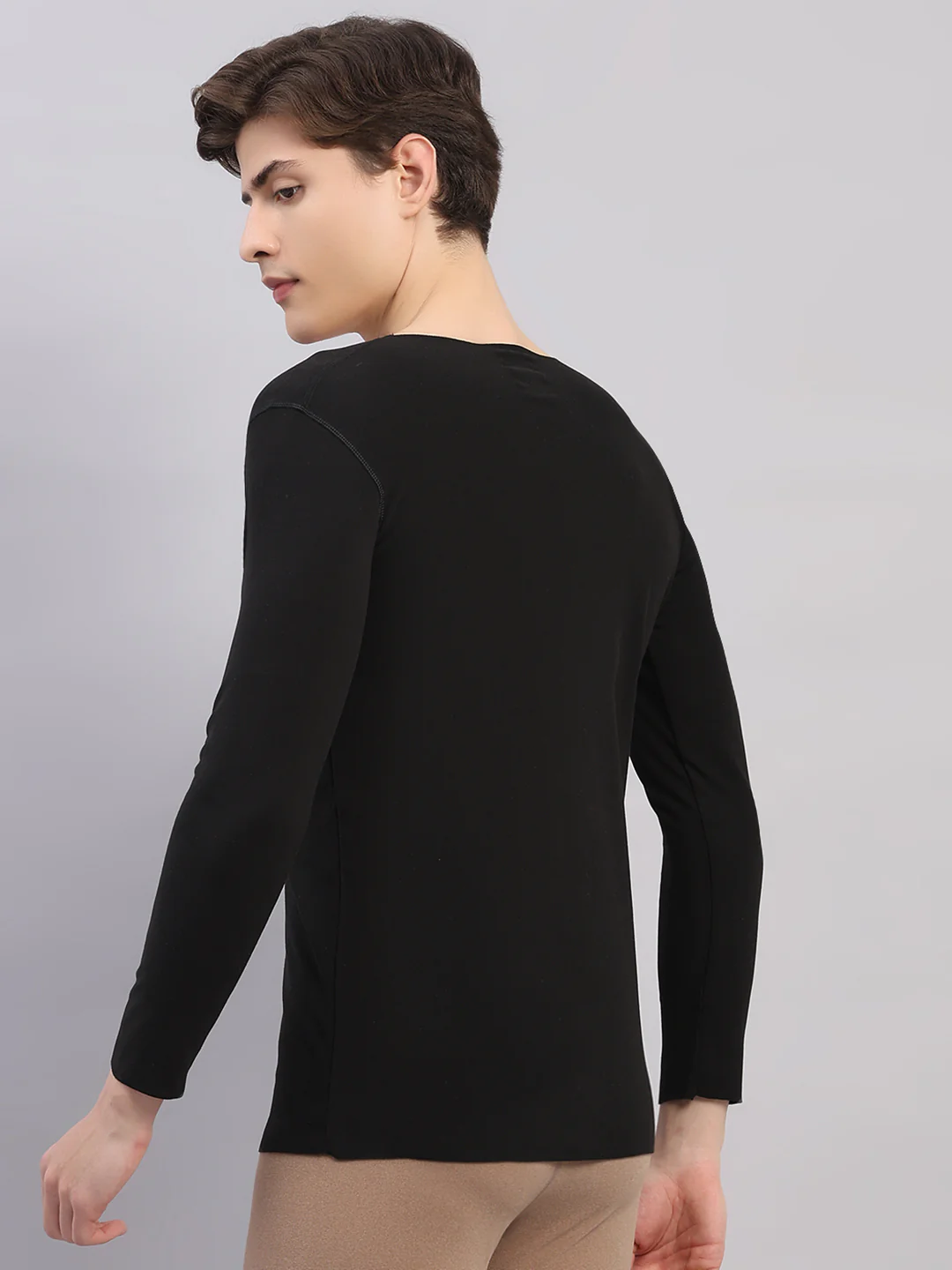 Rock.it Men Black Solid Round Neck Full Sleeve Thermal Vest - Image 5