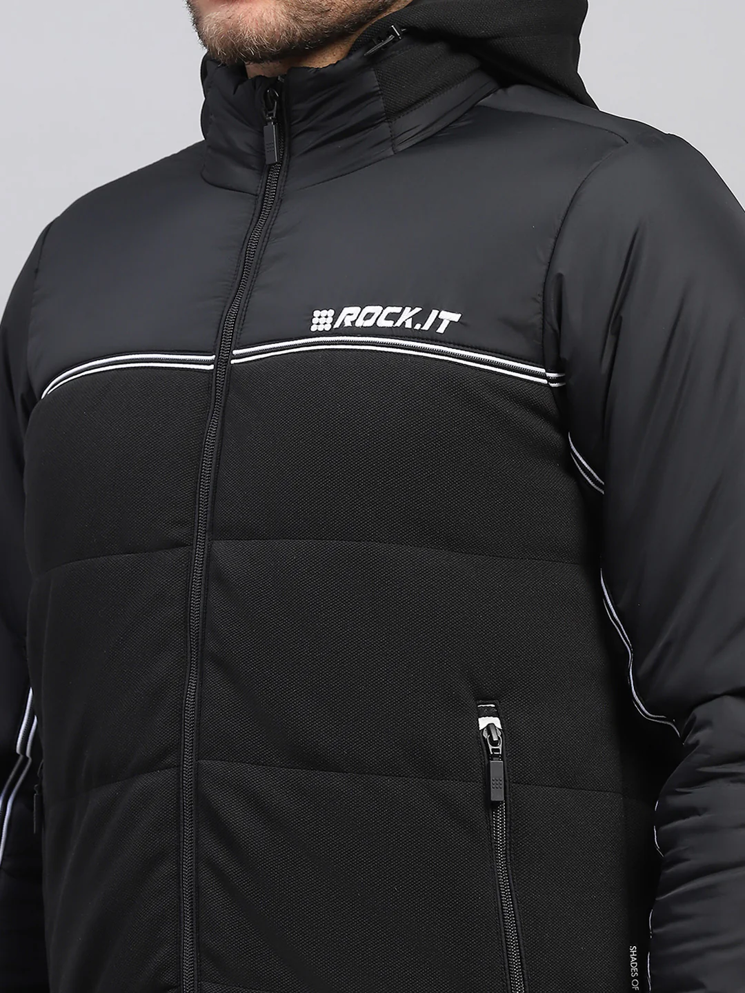 Rock.it Men Black Solid Stand Collar Full Sleeve Jacket - Image 7