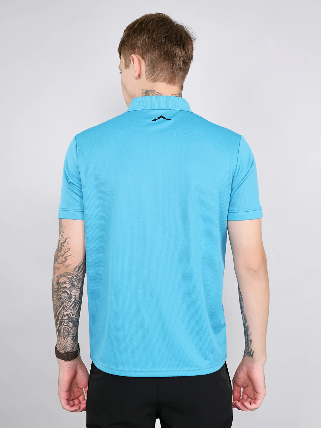 Rock.it Men Blue Jacquard Collar Half Sleeve T-Shirt - Image 4