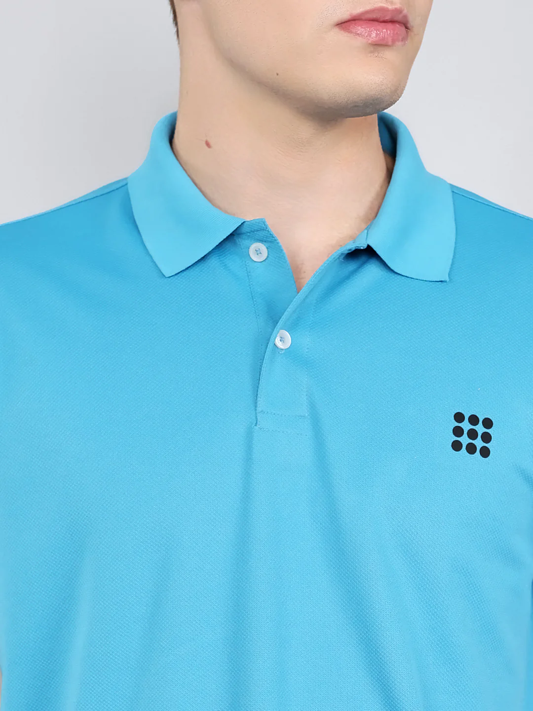 Rock.it Men Blue Jacquard Collar Half Sleeve T-Shirt - Image 5