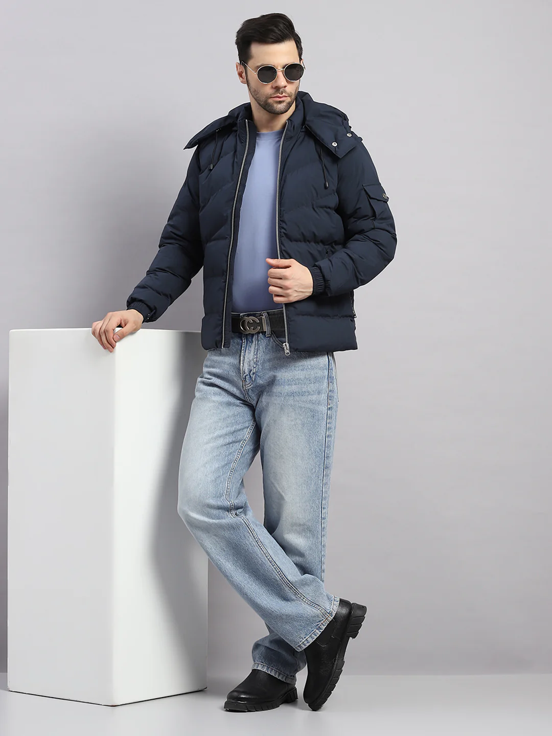 Rock.it Men Blue Solid Collar Full Sleeve Jacket - Image 2