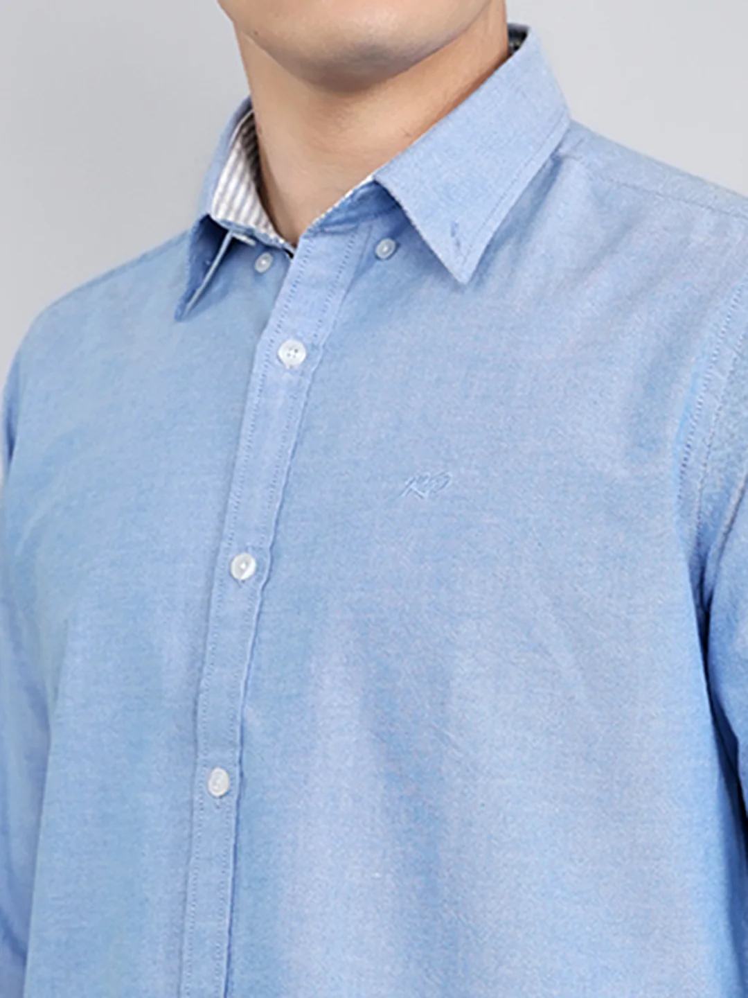 Rock.it Men Blue Solid Collar Full Sleeve Shirt - Image 5