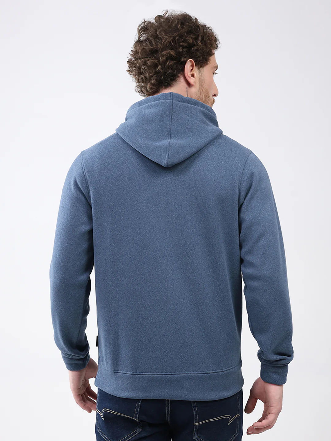 Rock.it Men Blue Solid Hooded Full Sleeve Sweatshirt - Image 5