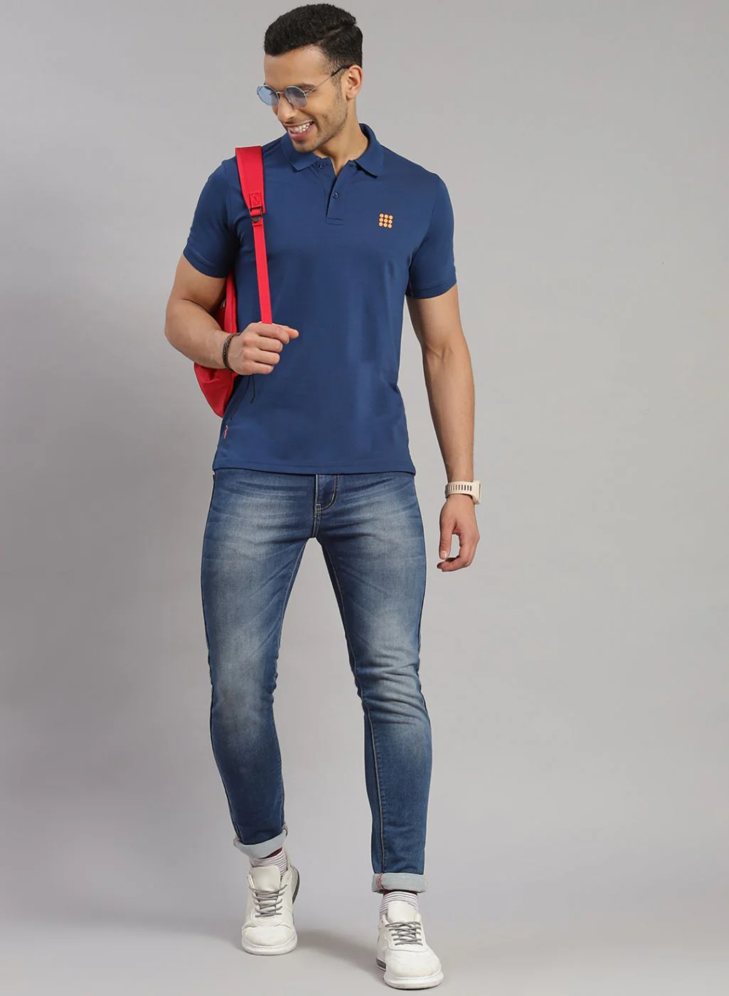 Rock.it Men Blue Solid T-Shirt - Image 2