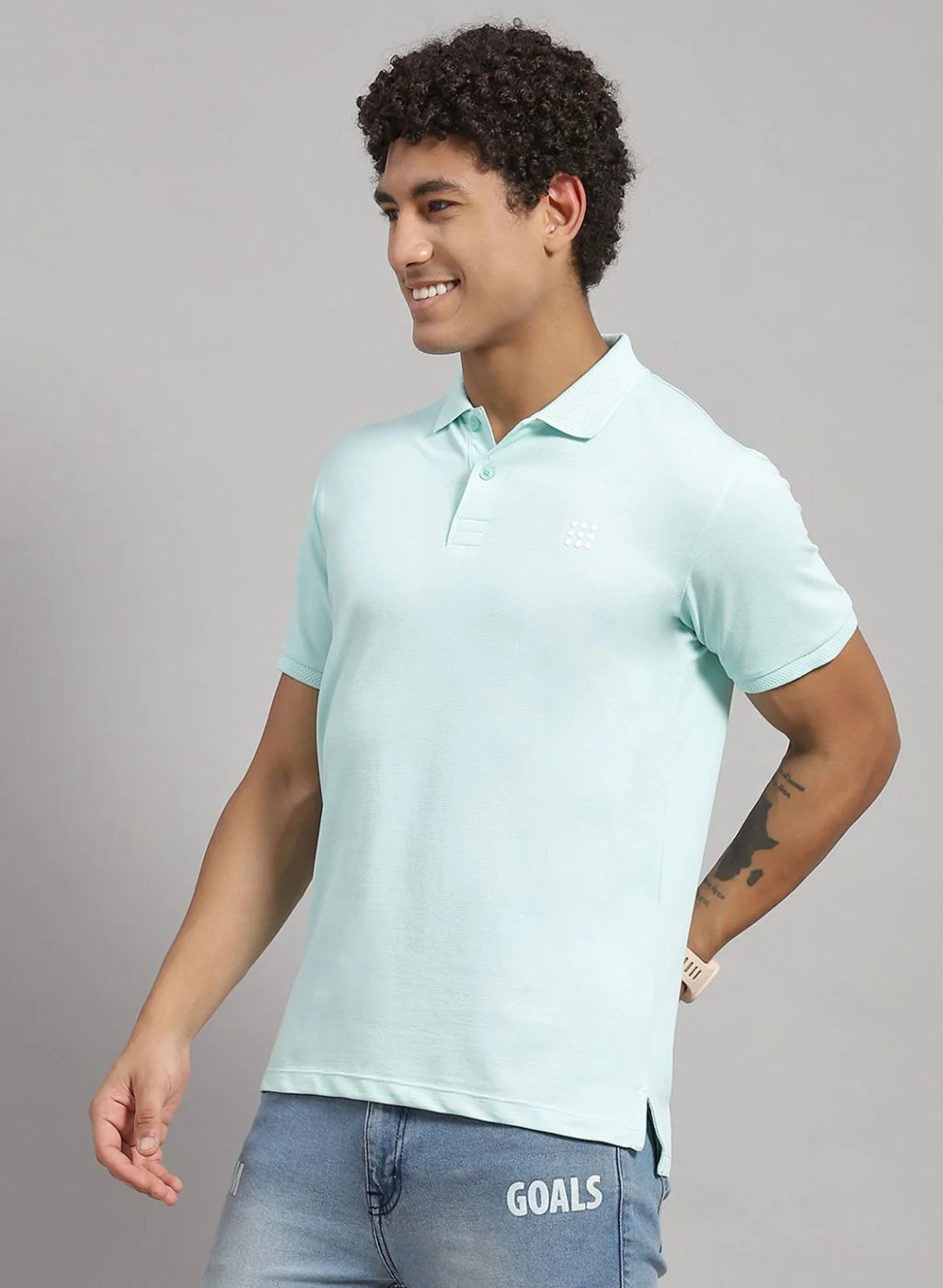 Rock.it Men Blue Solid T-Shirt - Image 2