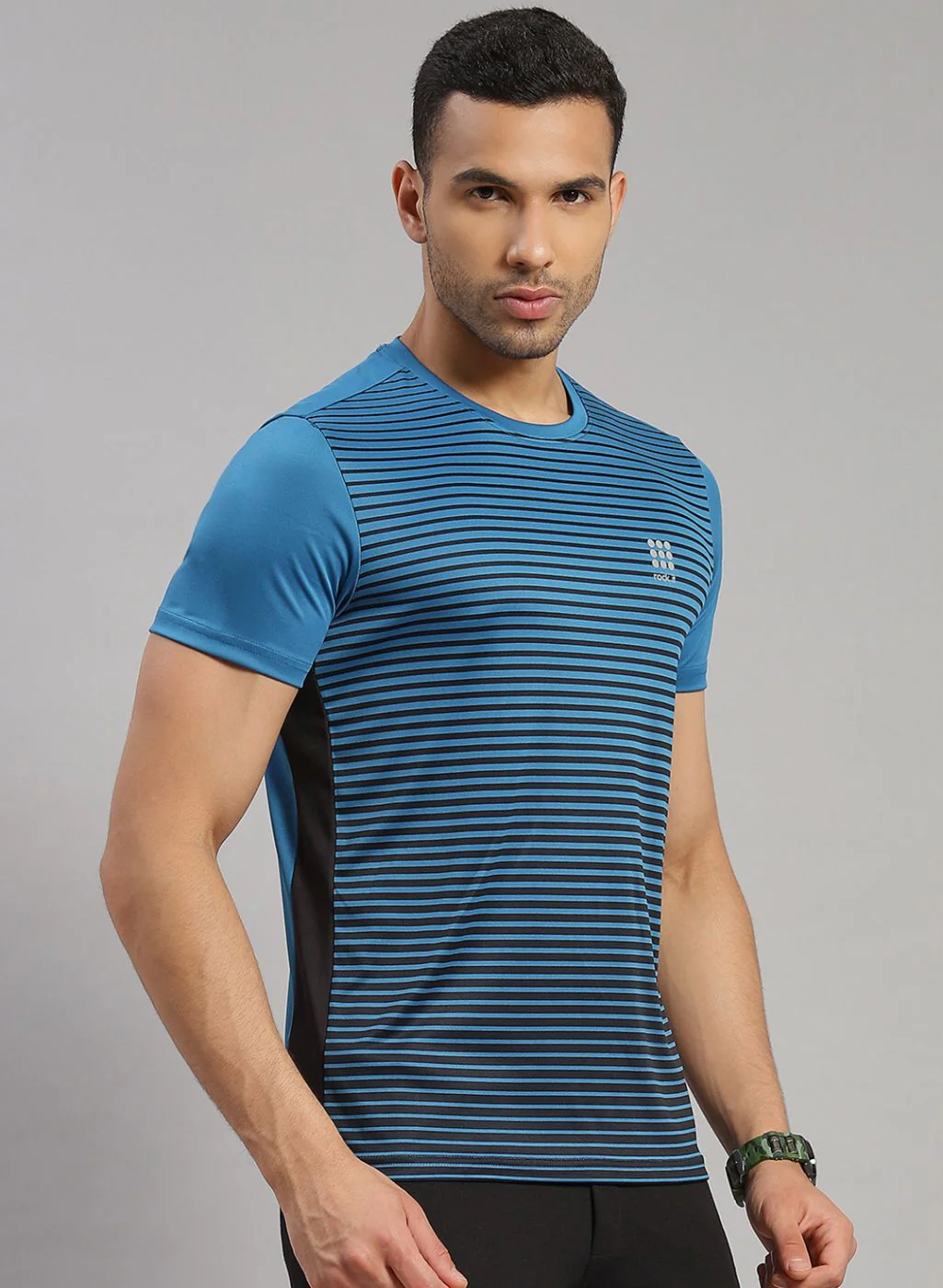 Rock.it Men Blue Stripe T-Shirt - Image 4
