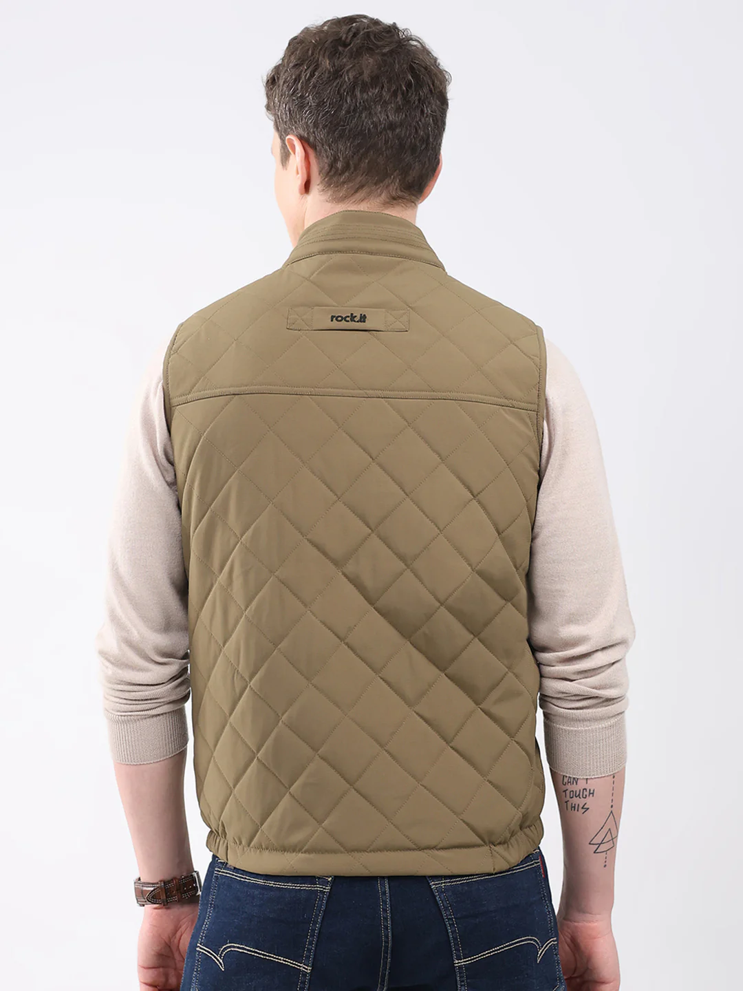 Rock.it Men Brown Solid Collar Sleeveless Jacket - Image 5