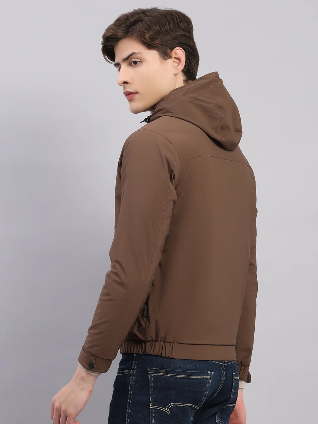 Rock.it Men Brown Solid Hooded Full Sleeve Jacket - Image 5