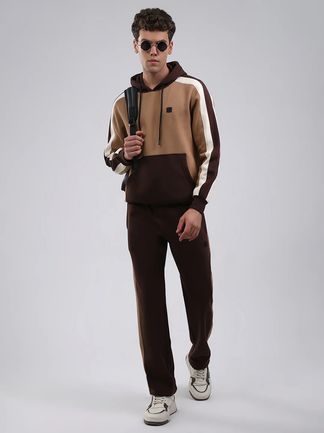 Rock.it Men Brown Solid Round Neck Full Sleeve Winter Tracksuit - Image 2