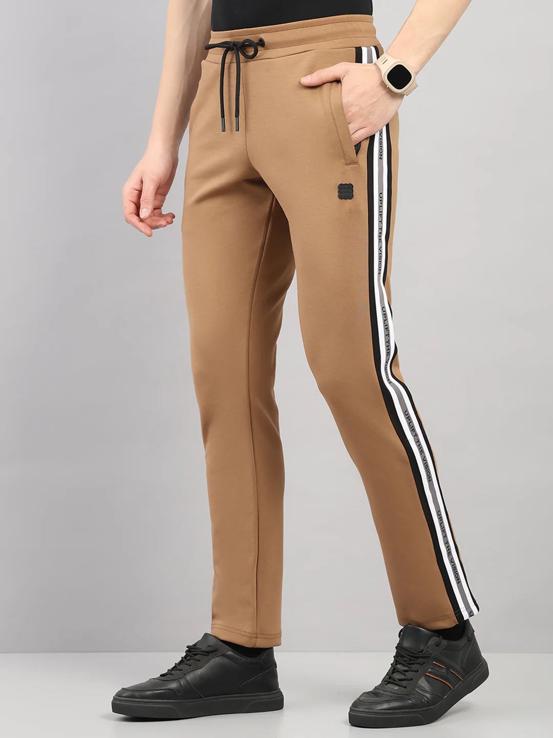 Rock.it Men Camel Brown Solid Round Neck Sleeveless Winter Tracksuit - Image 7