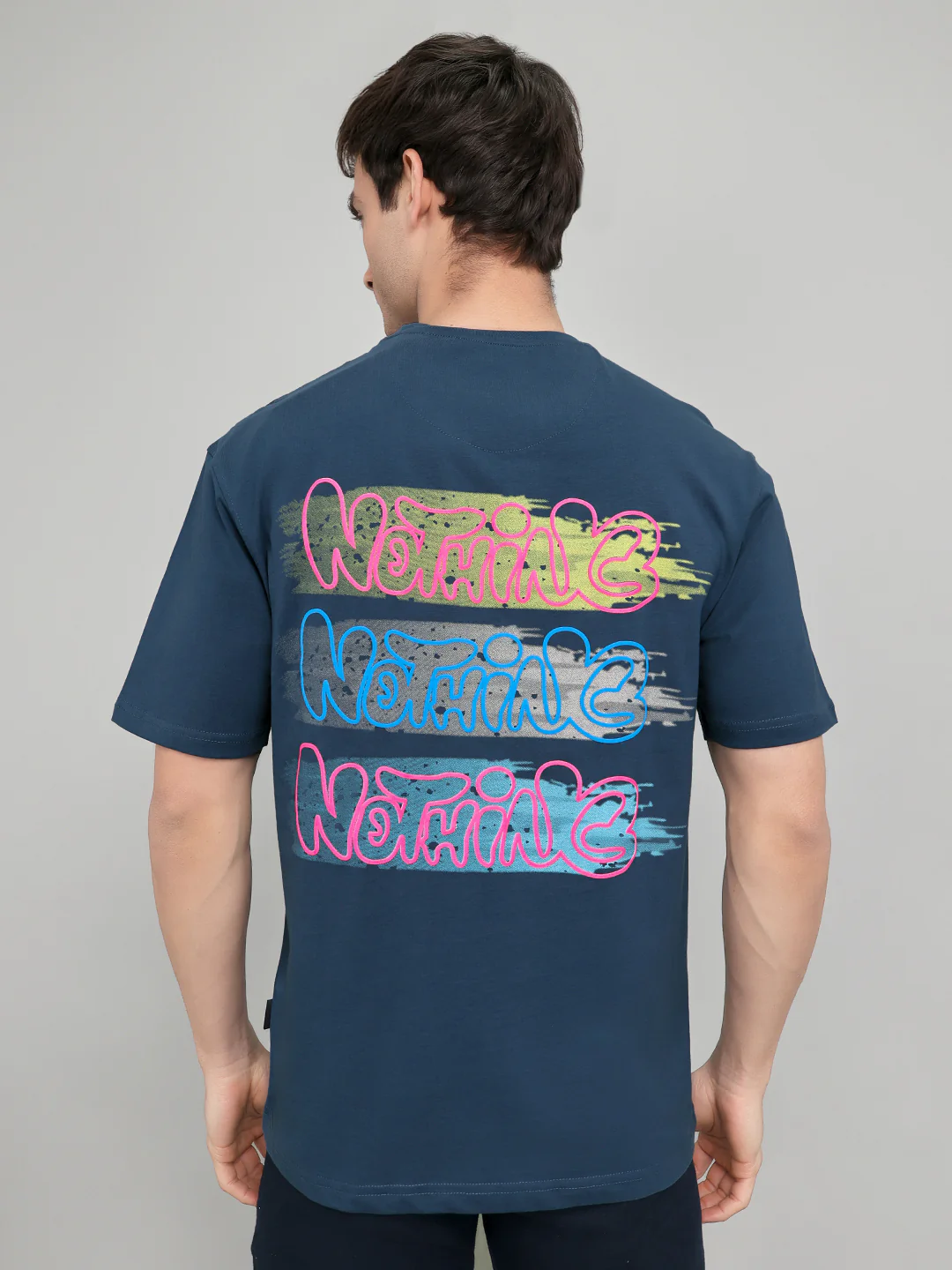 Rock.it Men Dark Blue Back Printed Round Neck Half Sleeve T-Shirt - Image 4