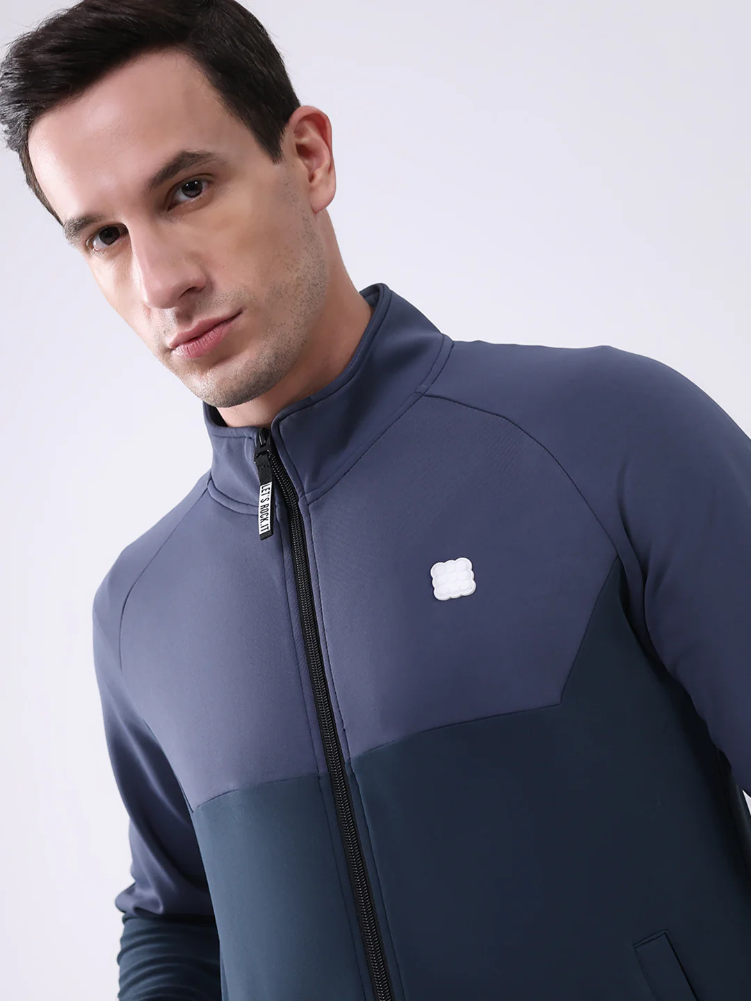 Rock.it Men Dark Blue Solid Mock Neck Full Sleeve Winter Tracksuit - Image 7