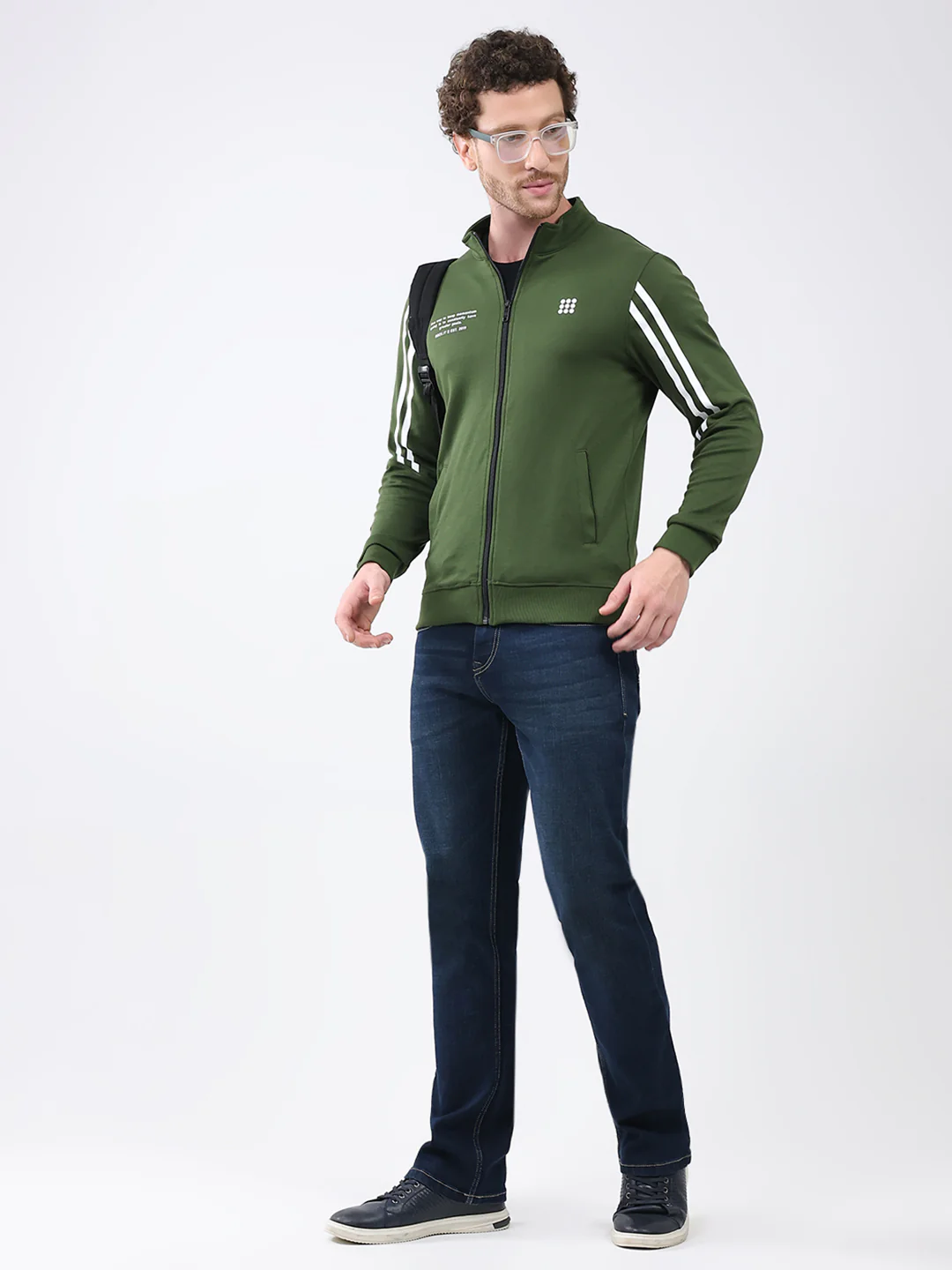 Rock.it Men Green Printed Mock Neck Full Sleeve Sweatshirt - Image 2