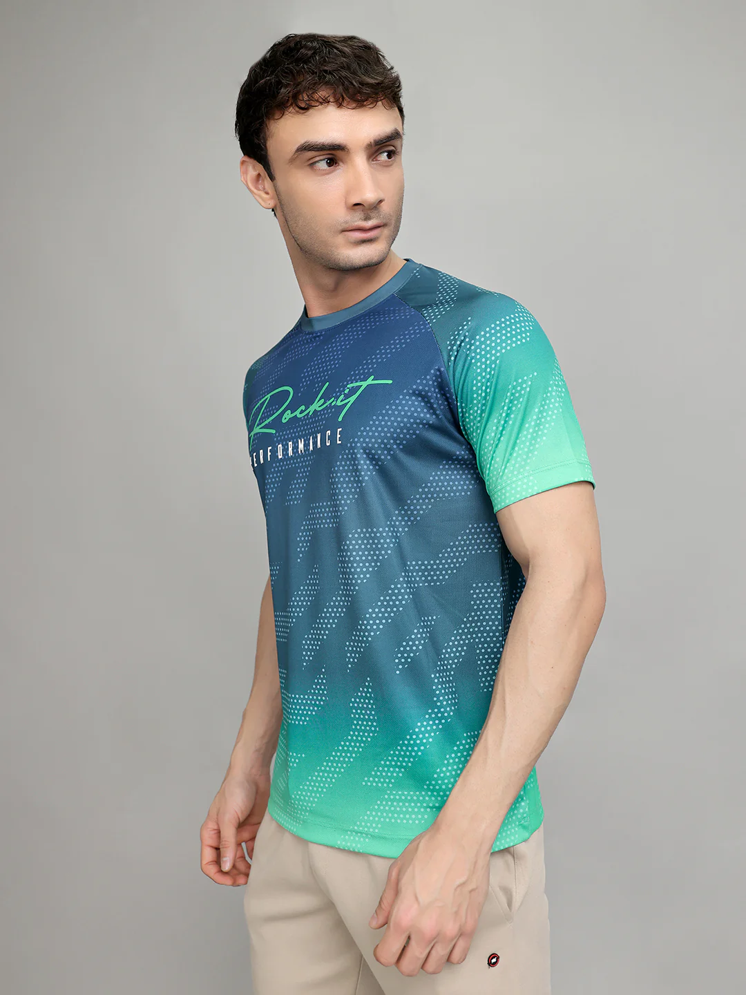 Rock.it Men Green Printed Round Neck Half Sleeve T-Shirt - Image 2