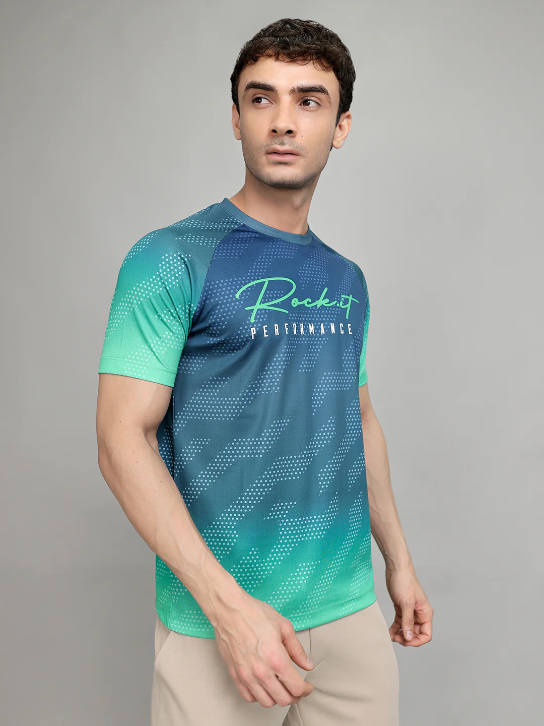 Rock.it Men Green Printed Round Neck Half Sleeve T-Shirt - Image 3