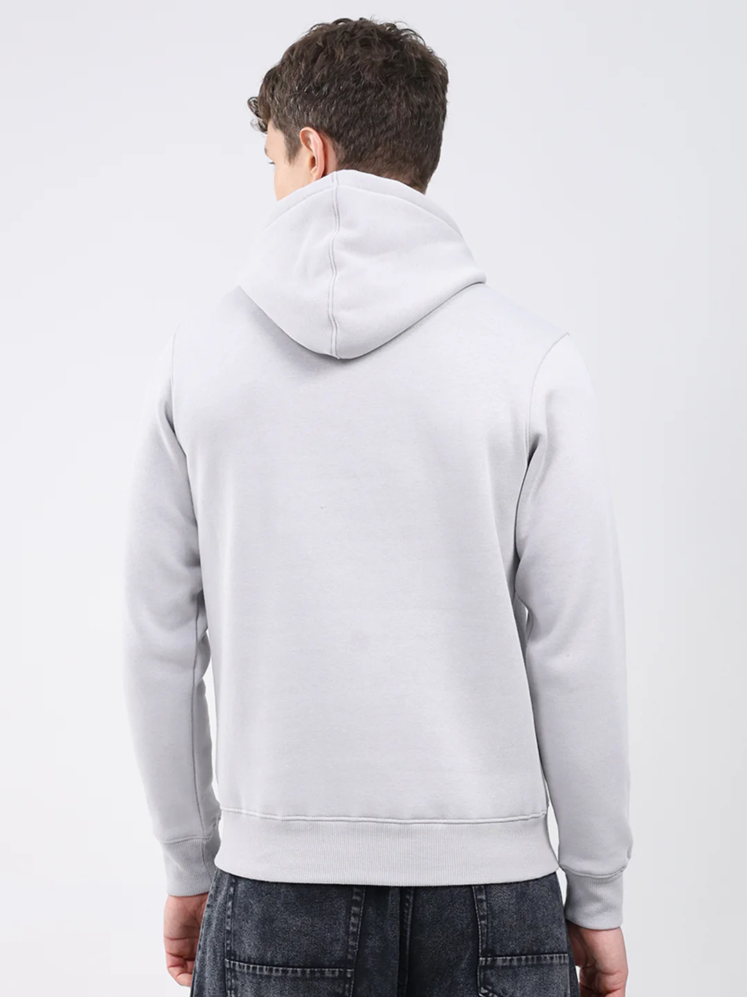 Rock.it Men Grey Embroidered Hooded Full Sleeve Sweatshirt - Image 5