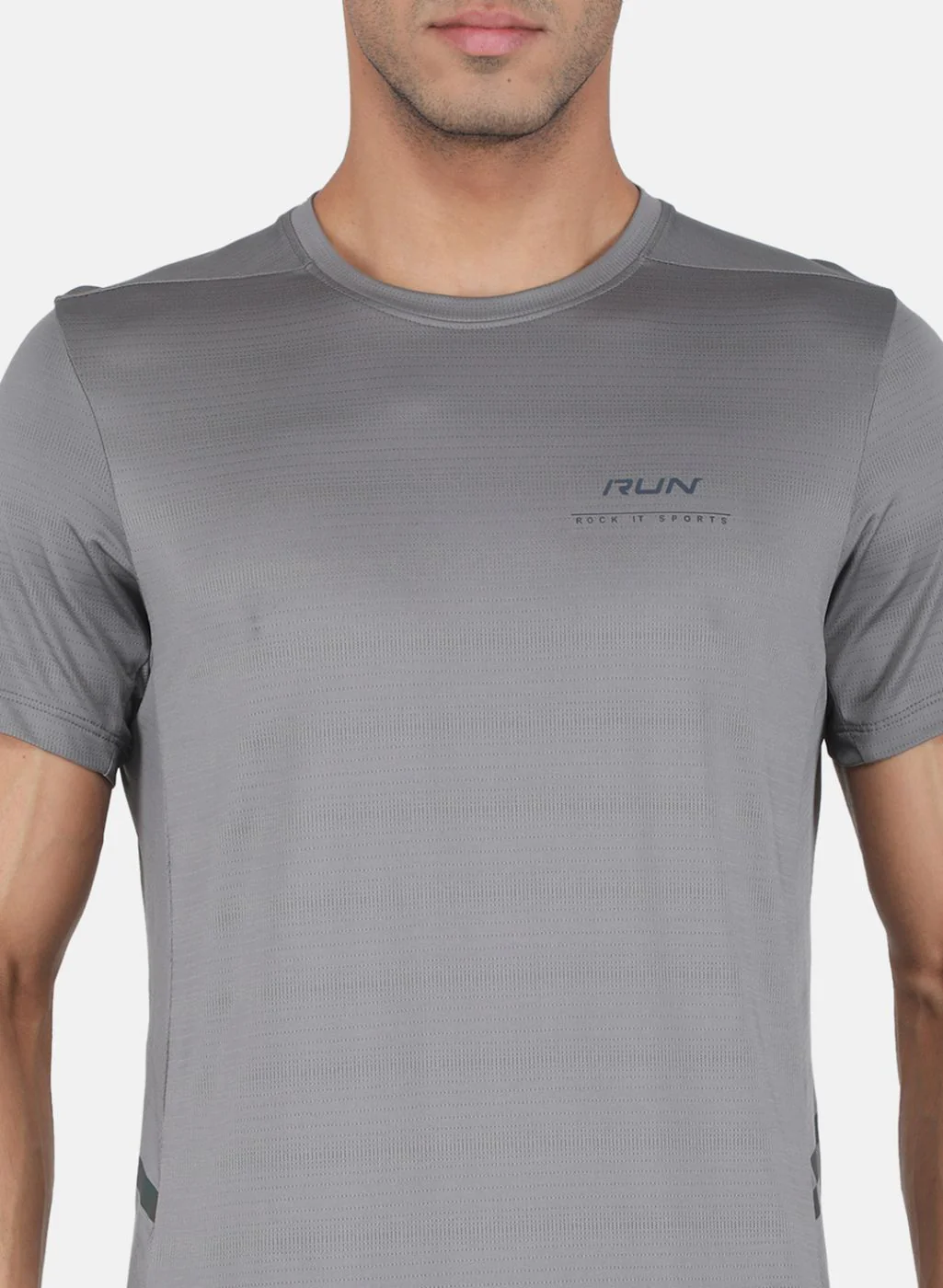 Rock.it Men Grey Self Design T-Shirt - Image 5