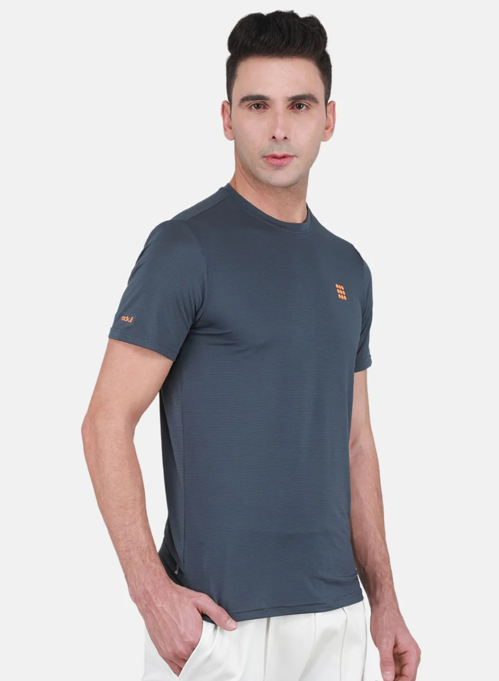 Rock.it Men Grey Self Design T-Shirt - Image 6