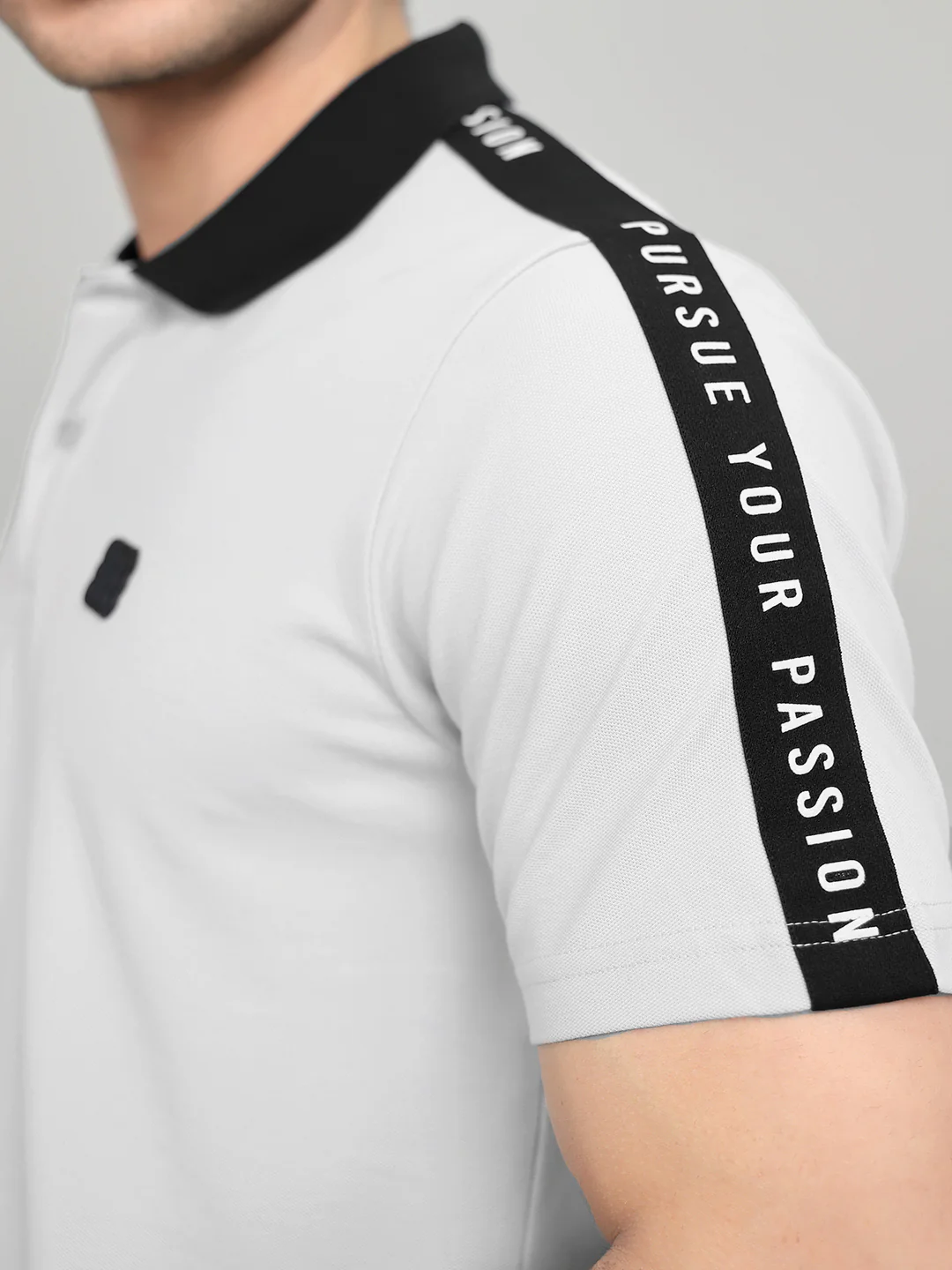 Rock.it Men Grey Solid Collar Half Sleeve T-Shirt - Image 6