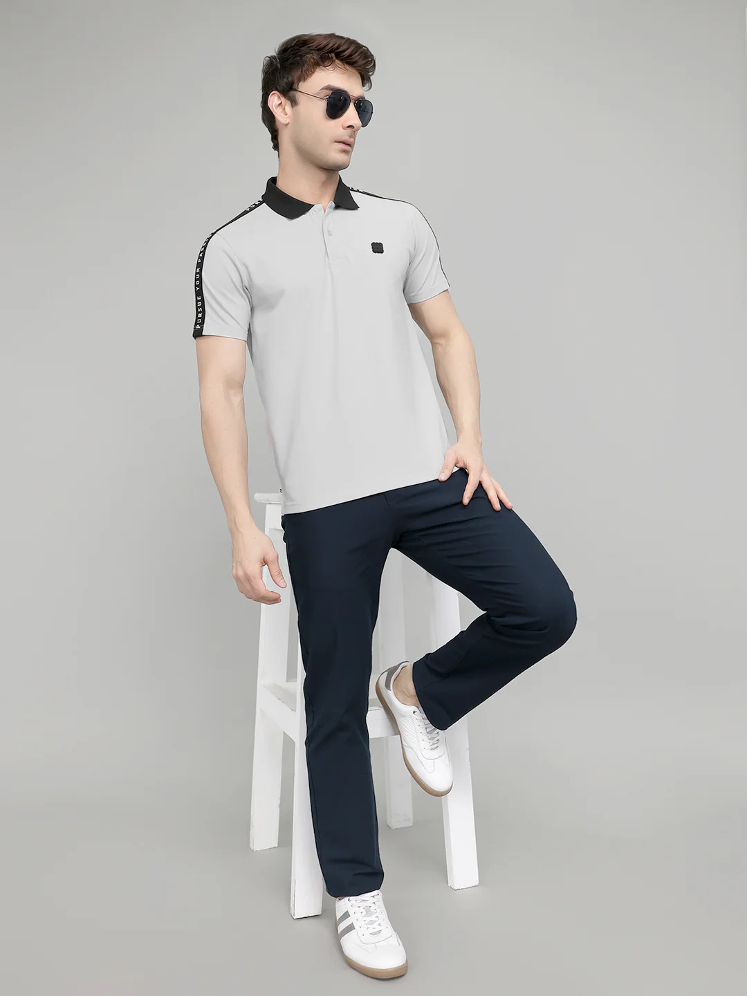 Rock.it Men Grey Solid Collar Half Sleeve T-Shirt - Image 7