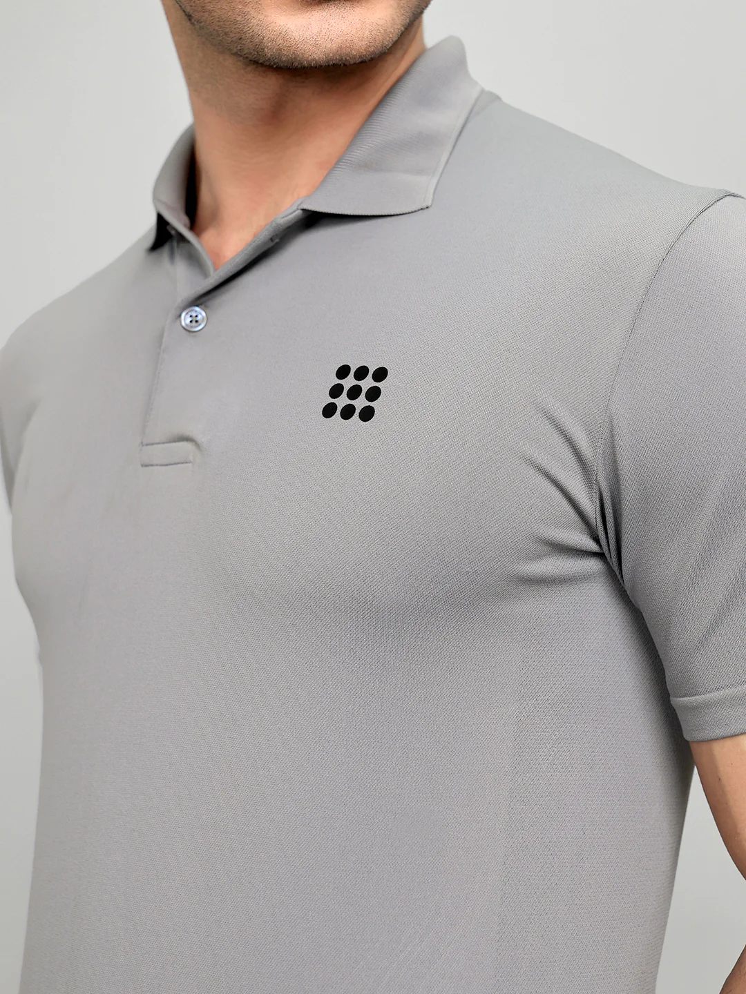 Rock.it Men Grey Solid Collar Half Sleeve T-Shirt - Image 5