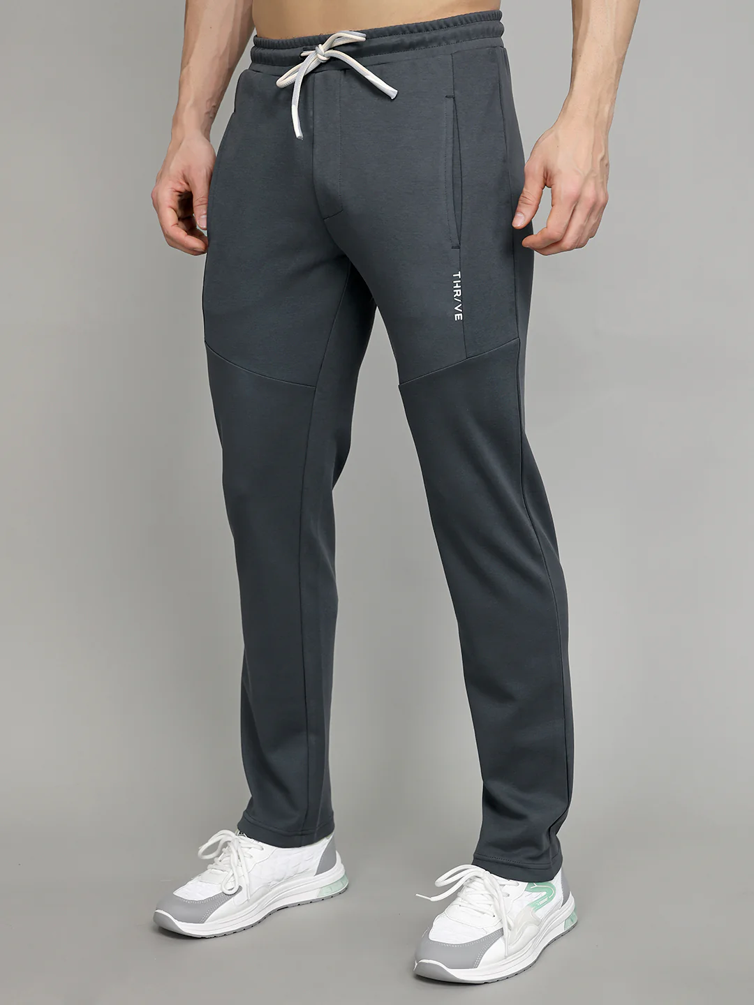 Rock.it Men Grey Solid Slim Fit Lower - Image 2