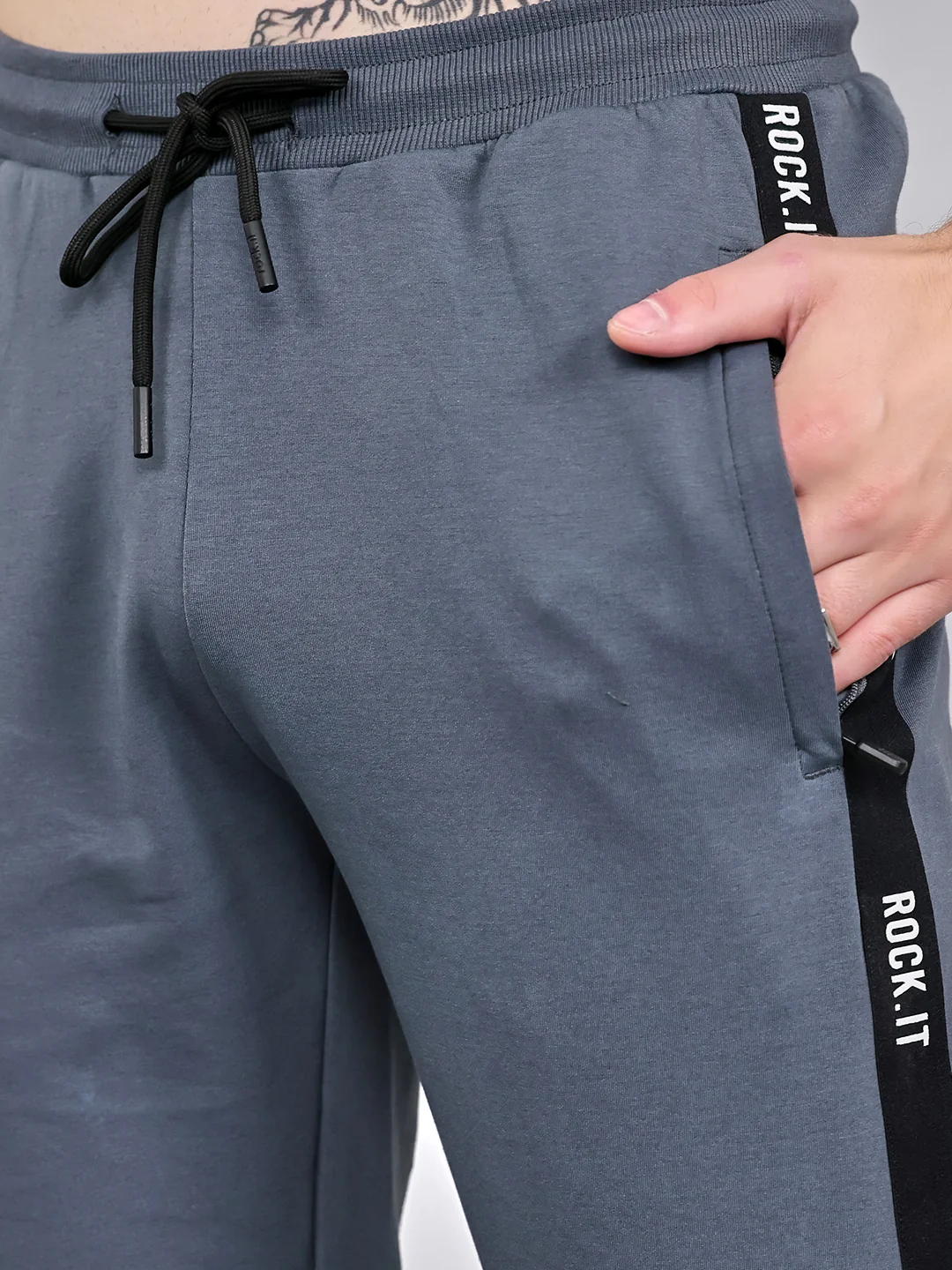 Rock.it Men Grey Solid Smart Fit Lower - Image 5