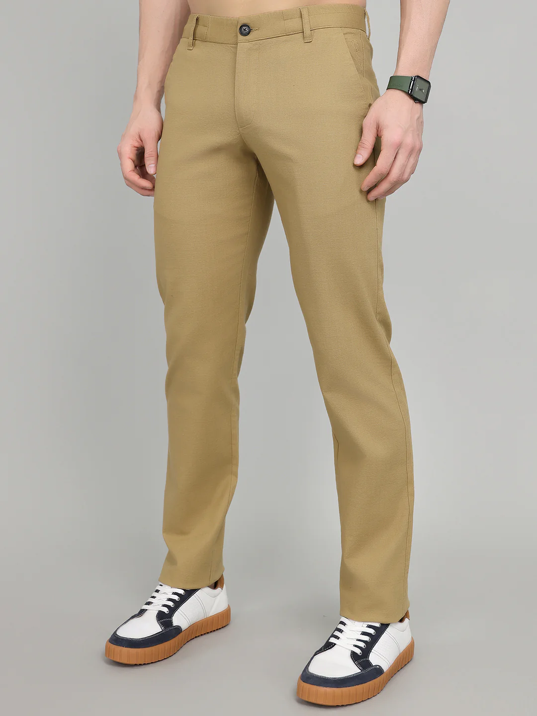 Rock.it Men Khaki Solid Regular Fit Chinos - Image 2