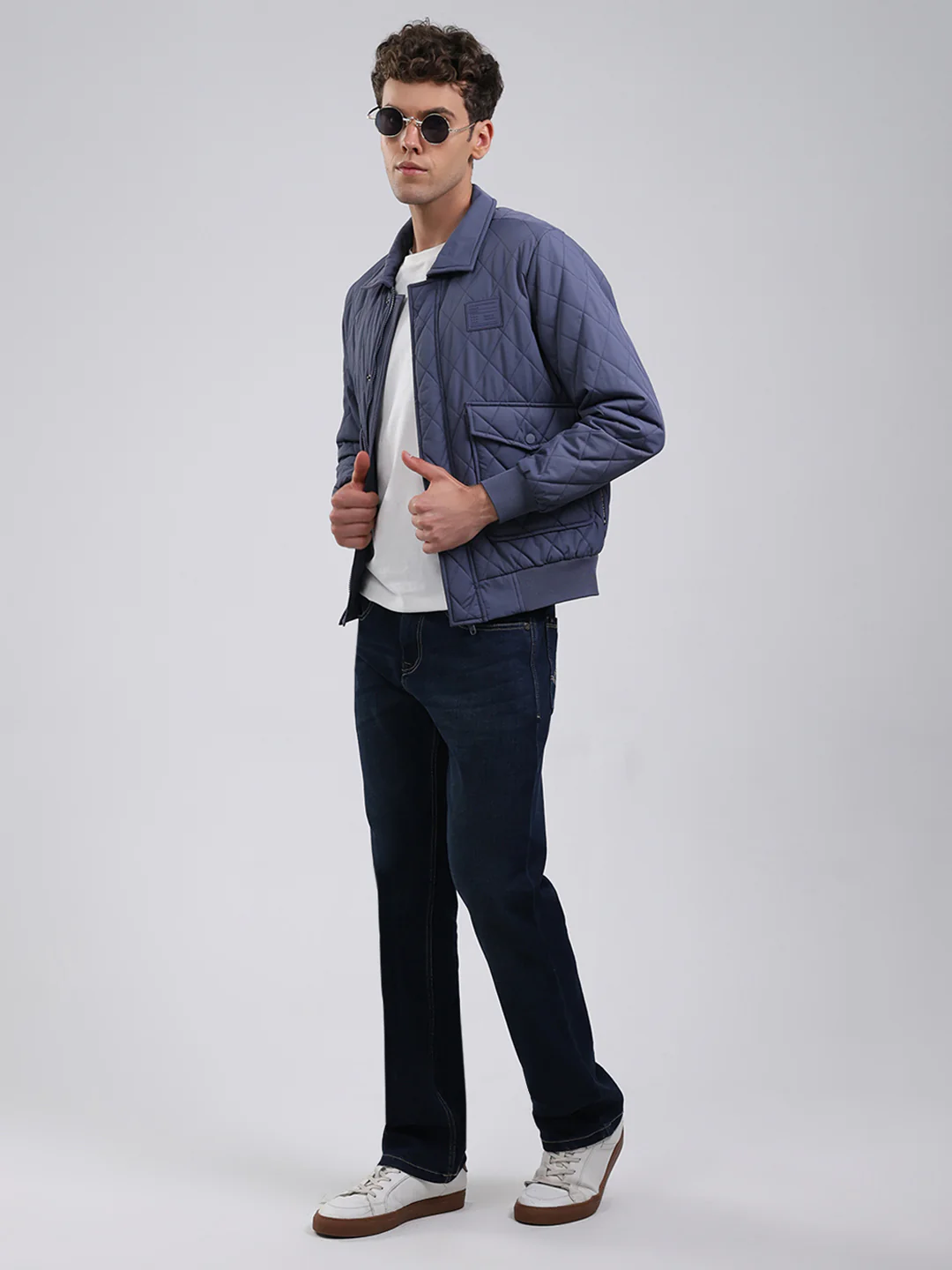 Rock.it Men Light Blue Solid Collar Full Sleeve Jacket - Image 2