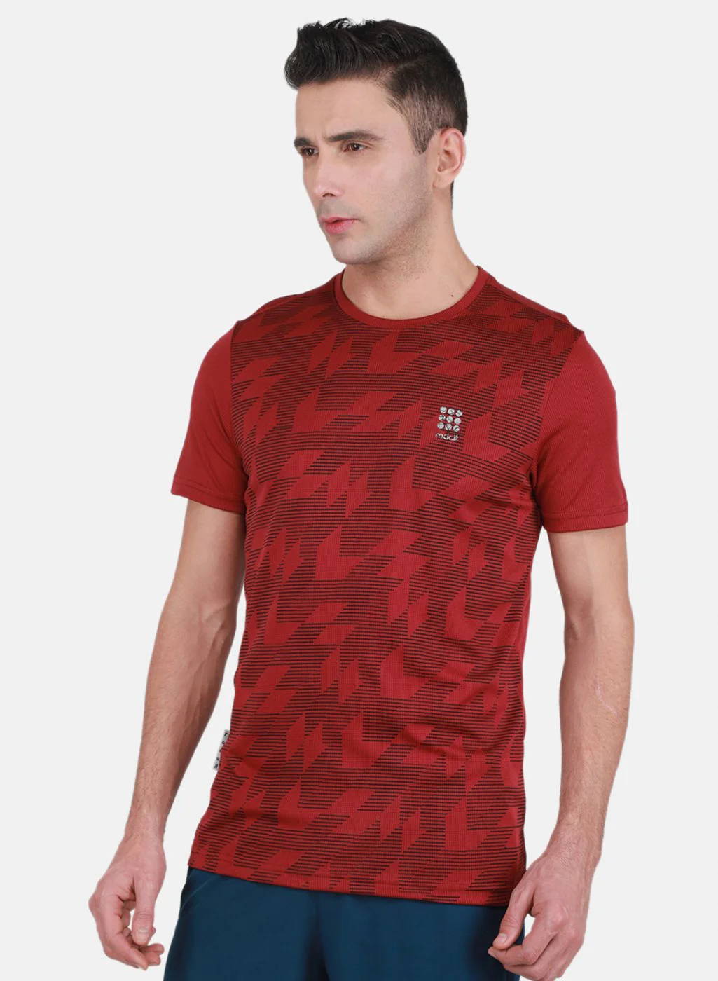 Rock.it Men Maroon Self Design T-Shirt - Image 2