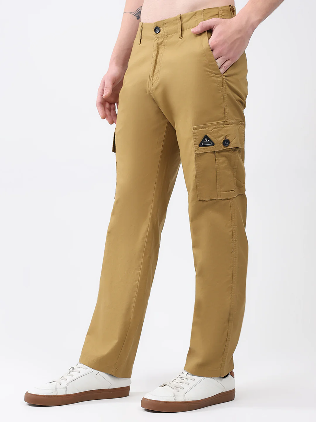 Rock.it Men Mustard Solid Straight Fit Cargo - Image 3
