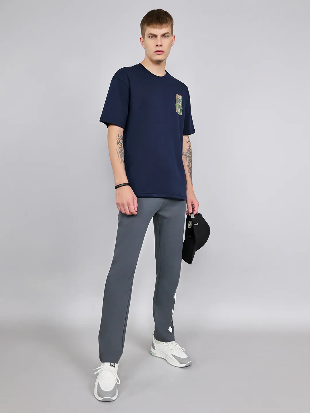 Rock.it Men Navy Blue Printed Round Neck Drop Shoulder Half Sleeve T-Shirt - Image 6