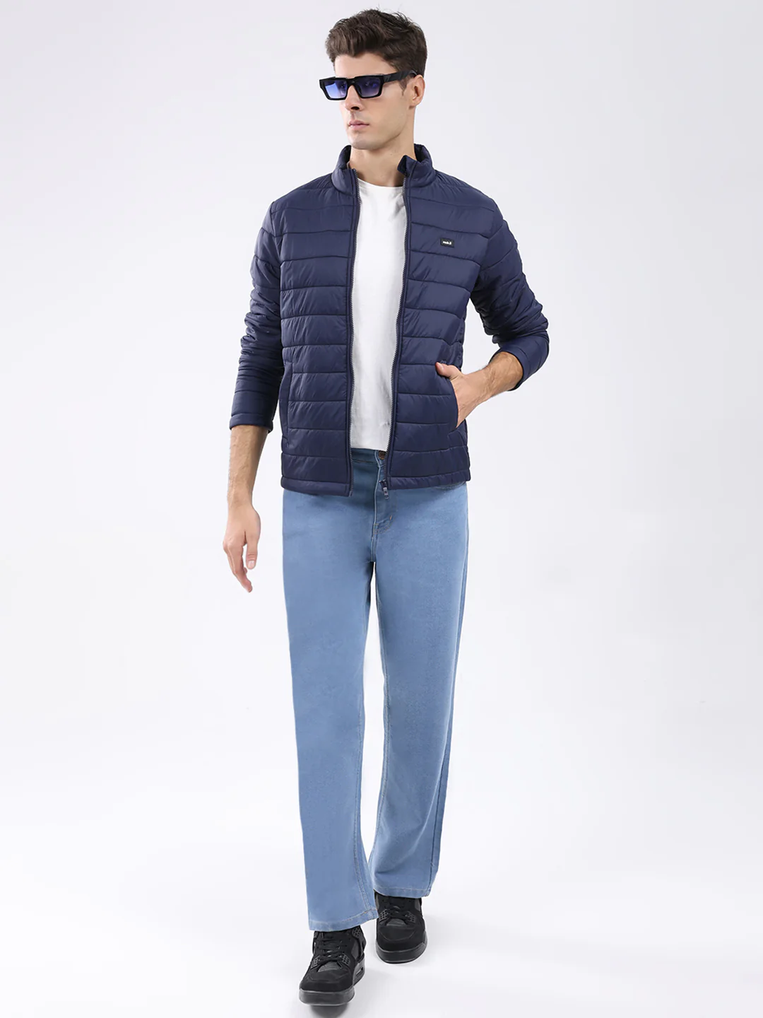 Rock.it Men Navy Blue Solid Collar Full Sleeve Jacket - Image 2