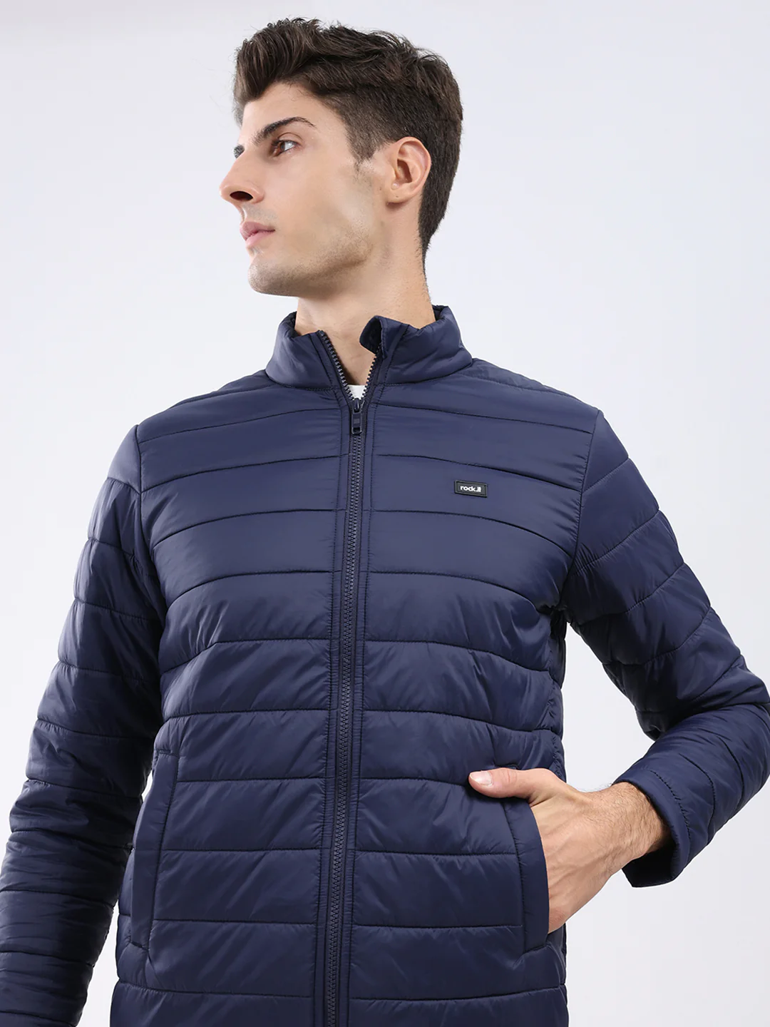 Rock.it Men Navy Blue Solid Collar Full Sleeve Jacket - Image 7