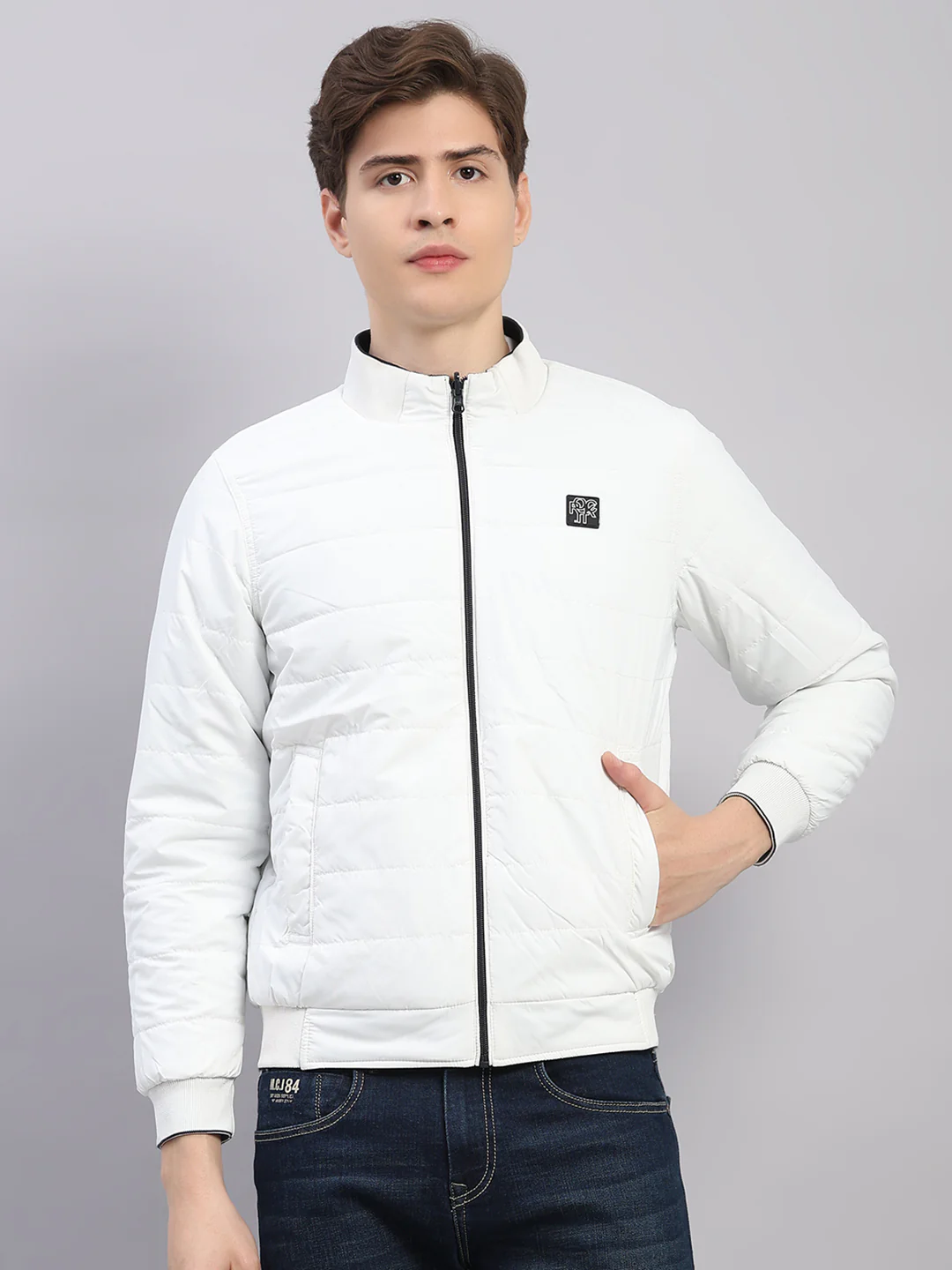 Rock.it Men Navy Blue Solid Hooded Full Sleeve Reversible Jacket - Image 6