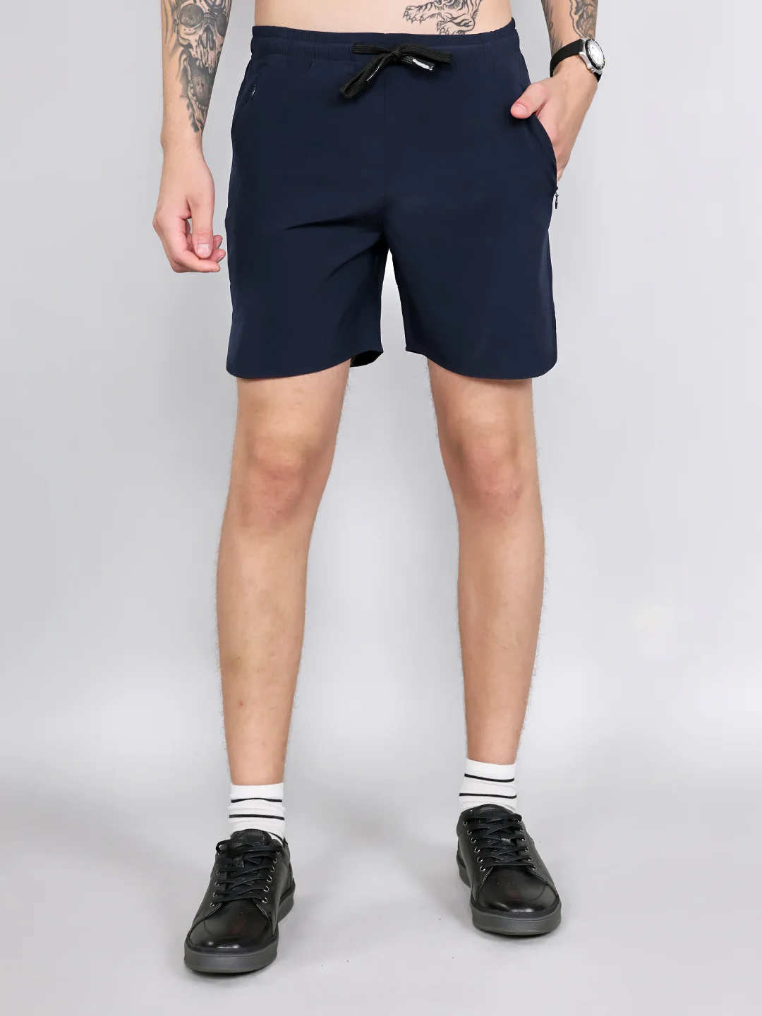 Rock.it Men Navy Blue Solid Regular Fit Shorts