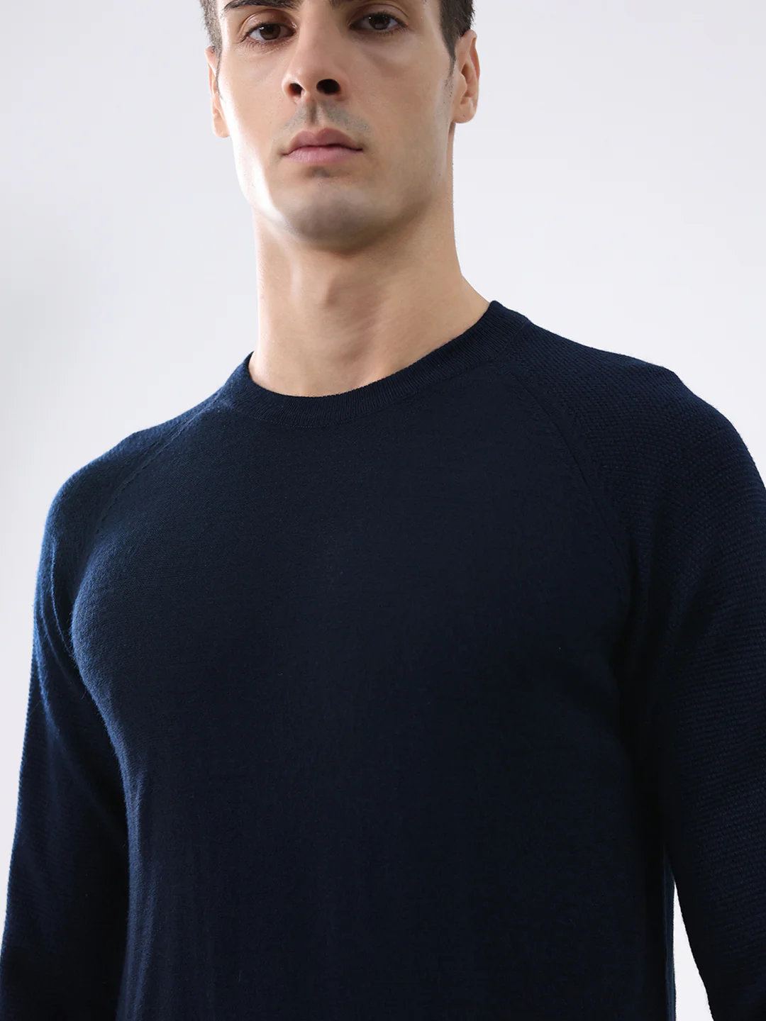 Rock.it Men Navy Blue Solid Round Neck Full Sleeve Pullover - Image 6