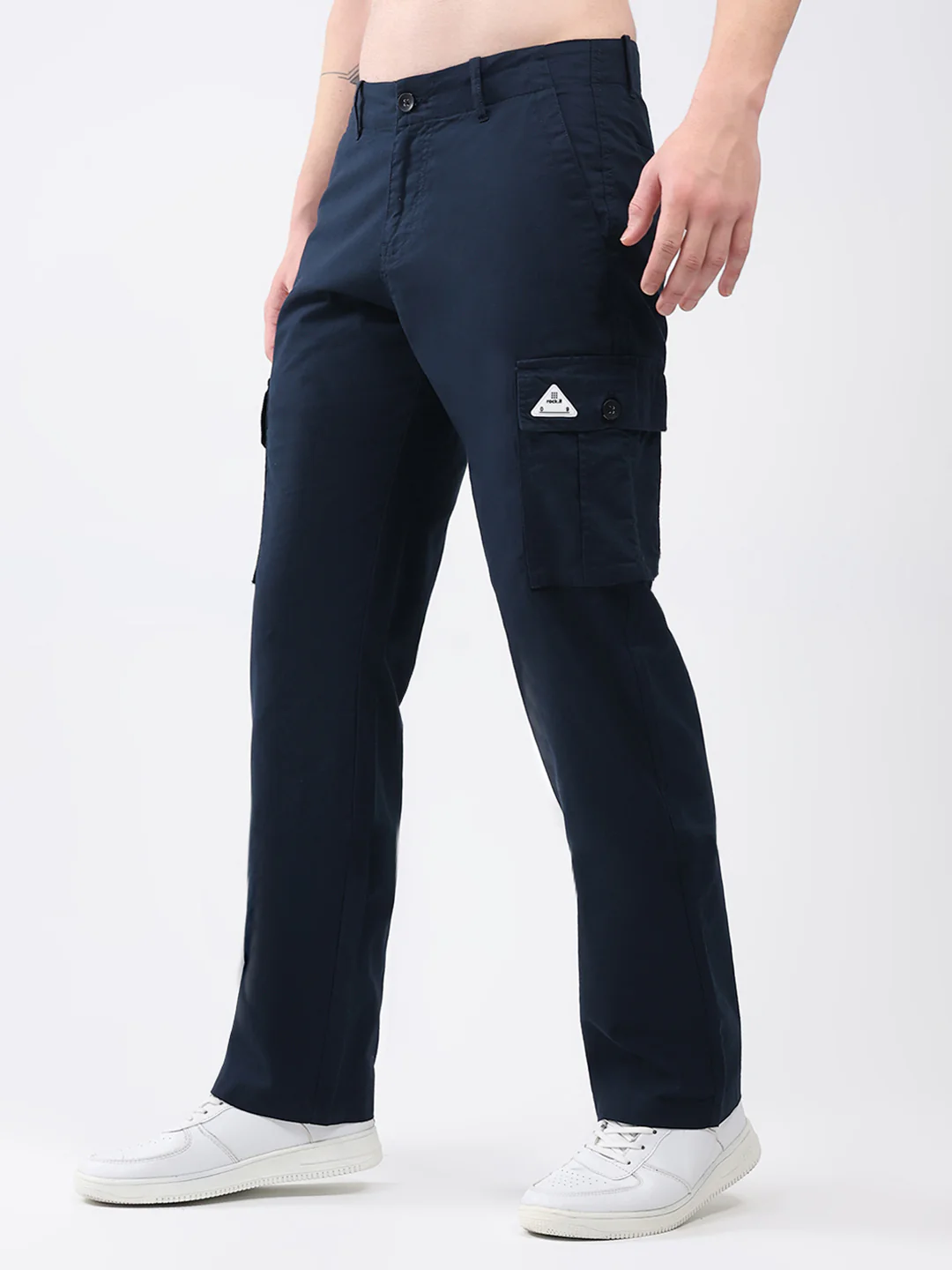 Rock.it Men Navy Blue Solid Straight Fit Cargo - Image 3