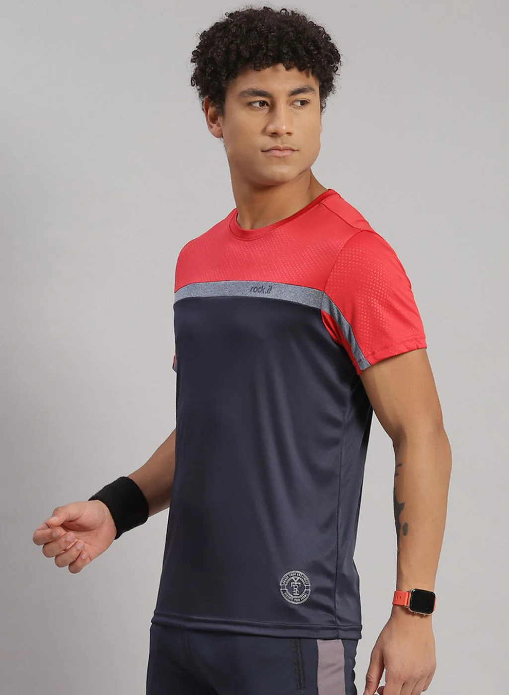 Rock.it Men Navy Blue Solid T-Shirt - Image 2