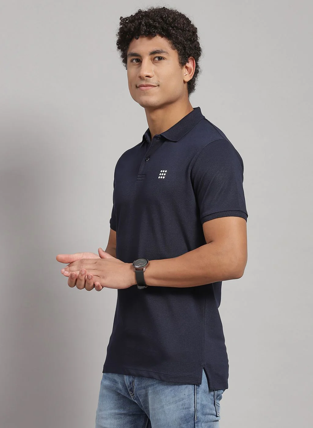 Rock.it Men Navy Blue Solid T-Shirt - Image 2