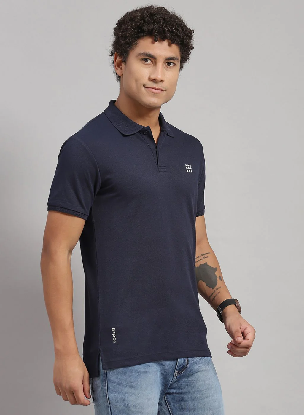 Rock.it Men Navy Blue Solid T-Shirt - Image 3